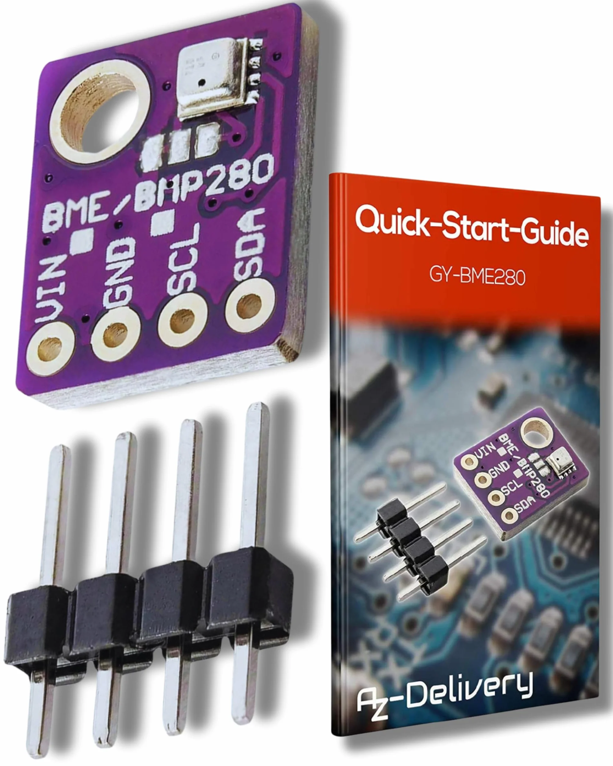 AZDelivery GY-BME280 Czujnik barometryczny do pomiaru temperatury, wilgotności i ciśnienia powietrza kompatybilny z Arduino i Raspberry Pi wraz z e-bookiem!