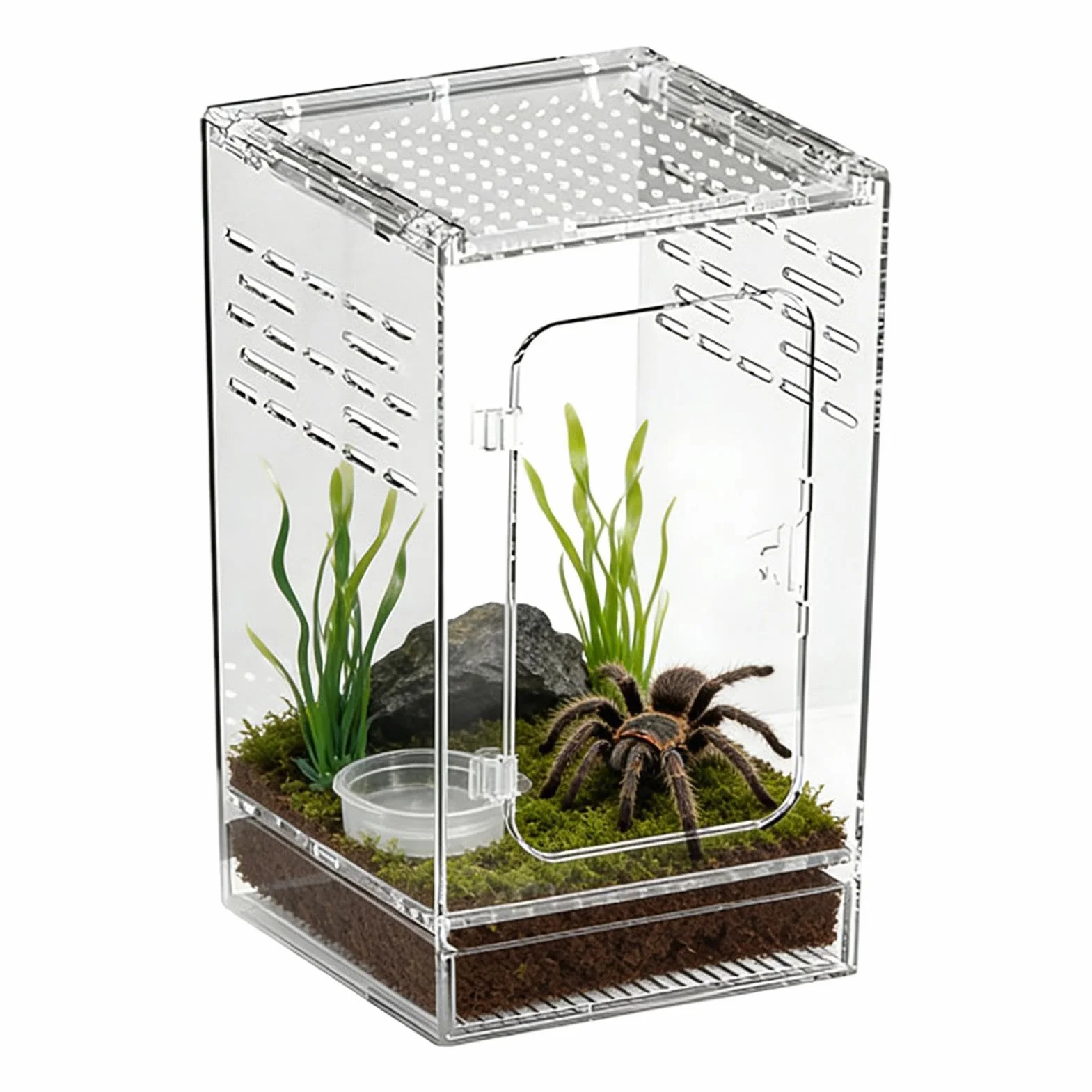 Obudowa z akrylu dla pająków Terrarium o pełnej przejrzystości z czystego | Terrarium Modliszki Siedlisko Żaby dla Jaszczurek, Żółwi, Ślimaków, Węży, Krabów Palmowych