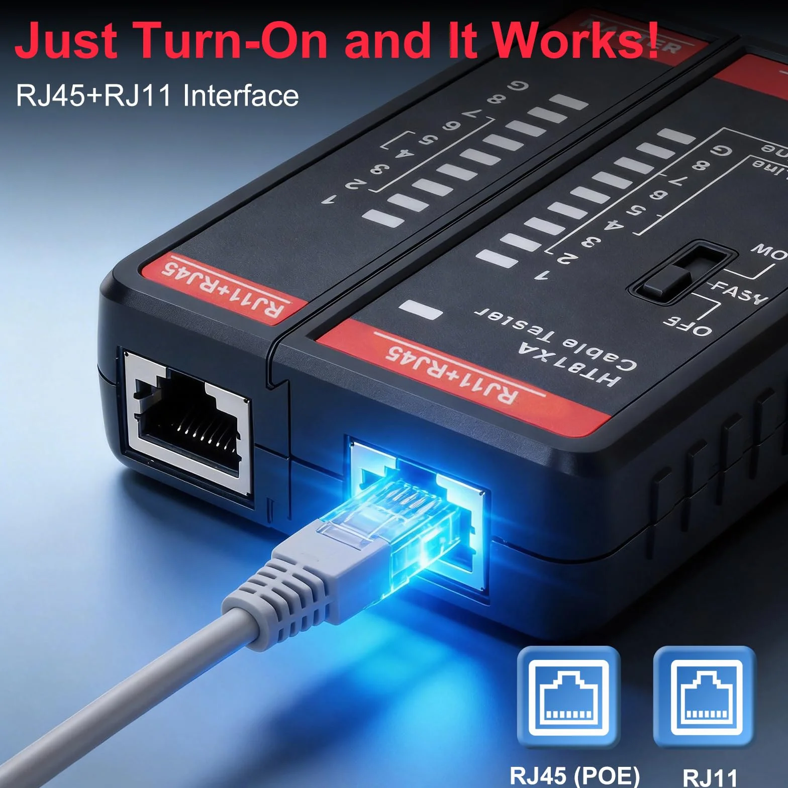 VOBOR RJ45 LAN Tester sieci RJ11 CAT7 CAT6 CAT5E CAT5 Ethernet kabel tester przewodności