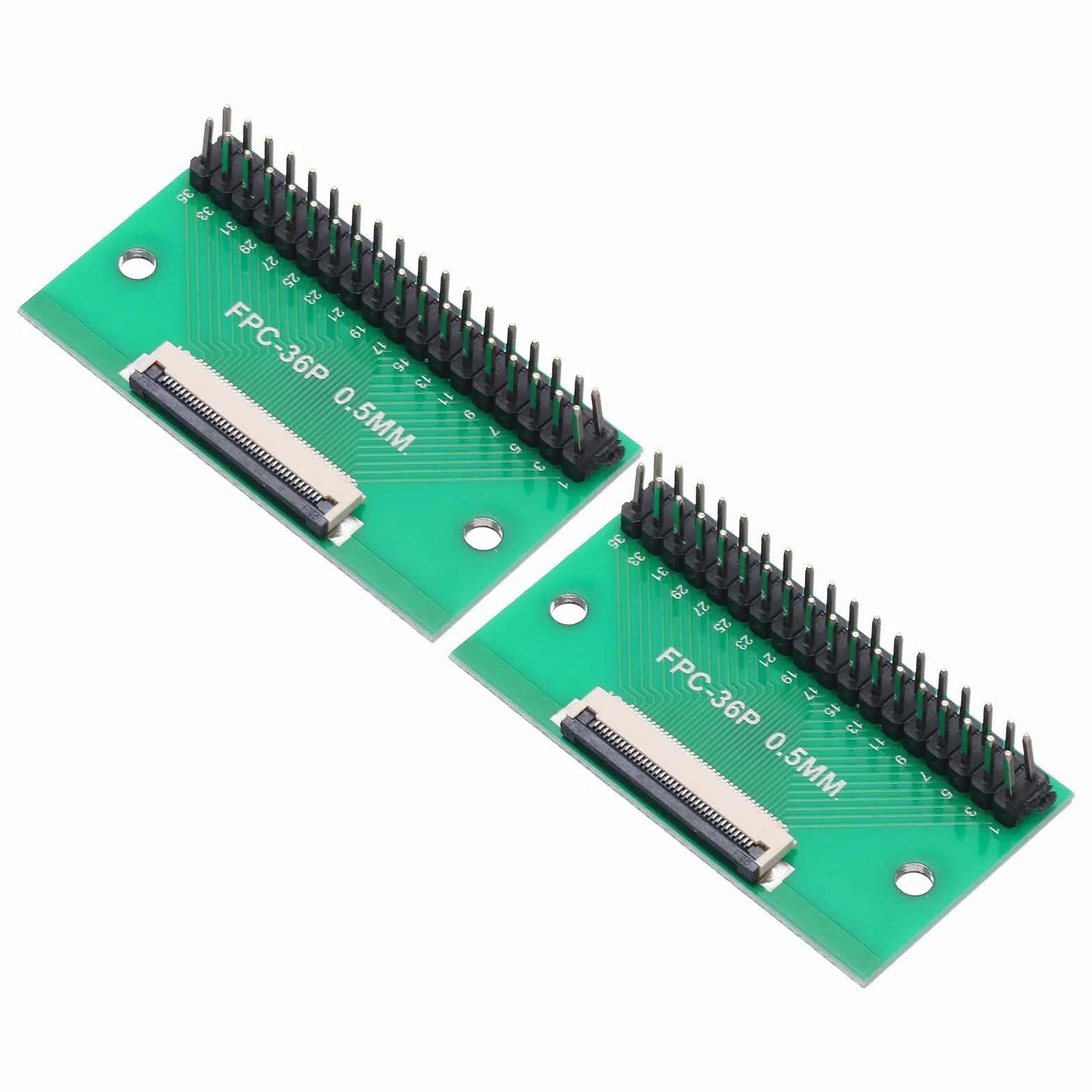 QUARKZMAN 2 szt. FFC 36-pinowe złącze karty 0,5 mm gniazdo 2,54 mm podwójny plik męski pin pasek nagłówka adaptera, płyta konwertera PCB do telewizorów LCD/aparatów cyfrowych/komputerów