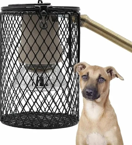 Zewnętrzna lampa grzewcza dla psów – wiszący ocieplacz do domku dla psów z timerem, hak zapobiegający gryzieniu, idealna do bud dla psów, skrzynek, klatek i kurników, trwałe i wydajne ogrzewanie