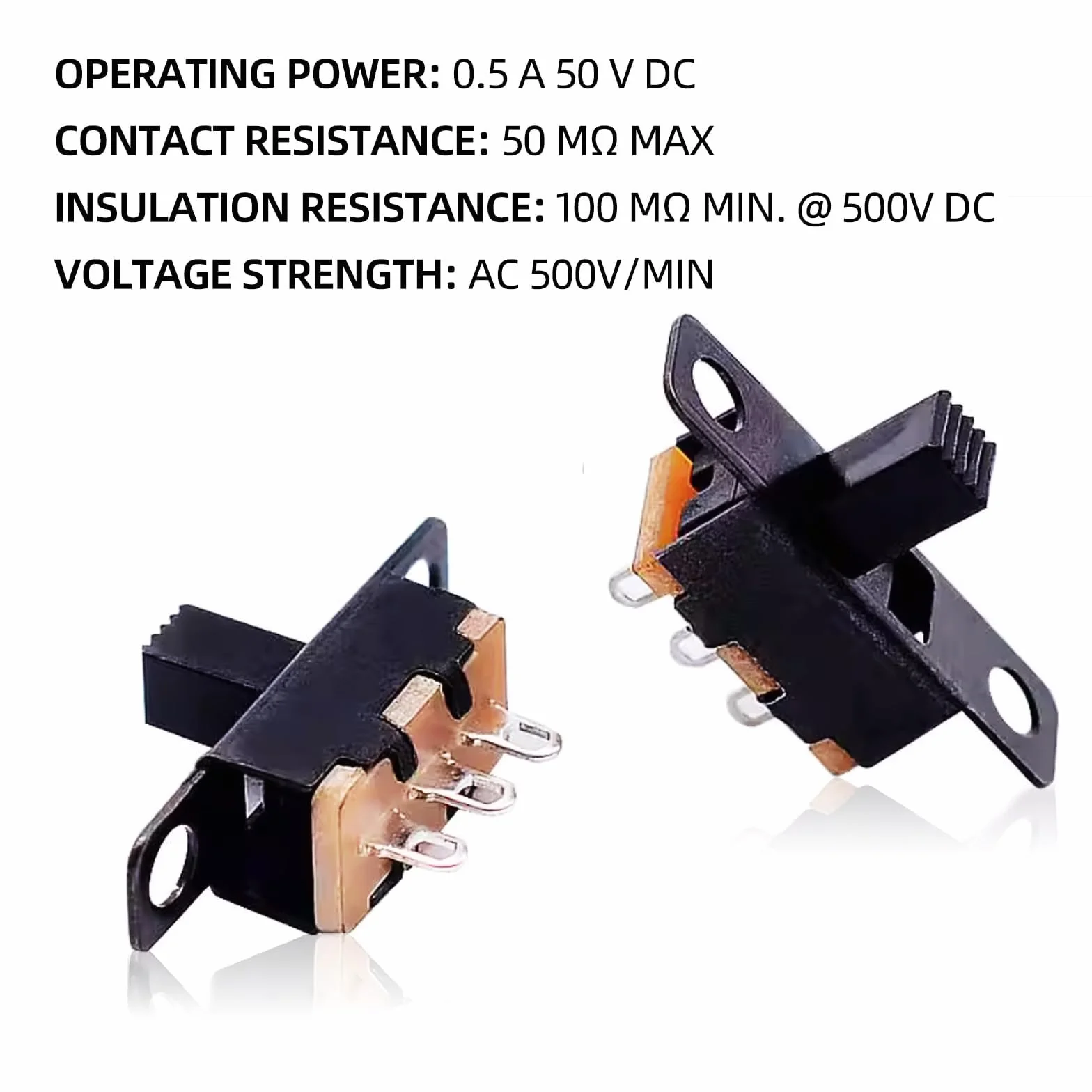 Zestaw 50 mini przełączników kołyskowych SPDT 0,5A 50V DC 3 piny 2 pozycje SS-12F15
