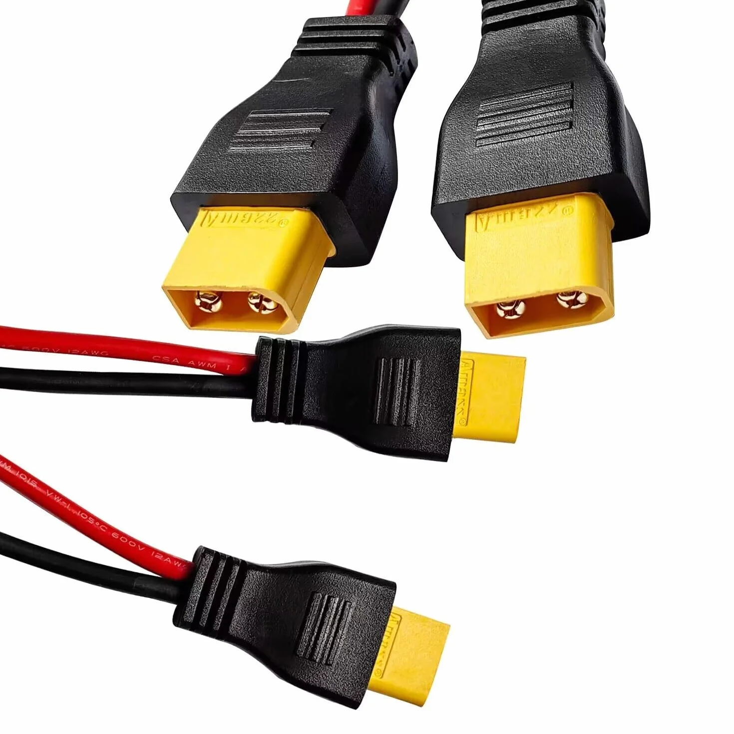 Kabel rozdzielający 10AWG XT60 Y, żeński na podwójny męski adapter do panelu słonecznego 30 cm