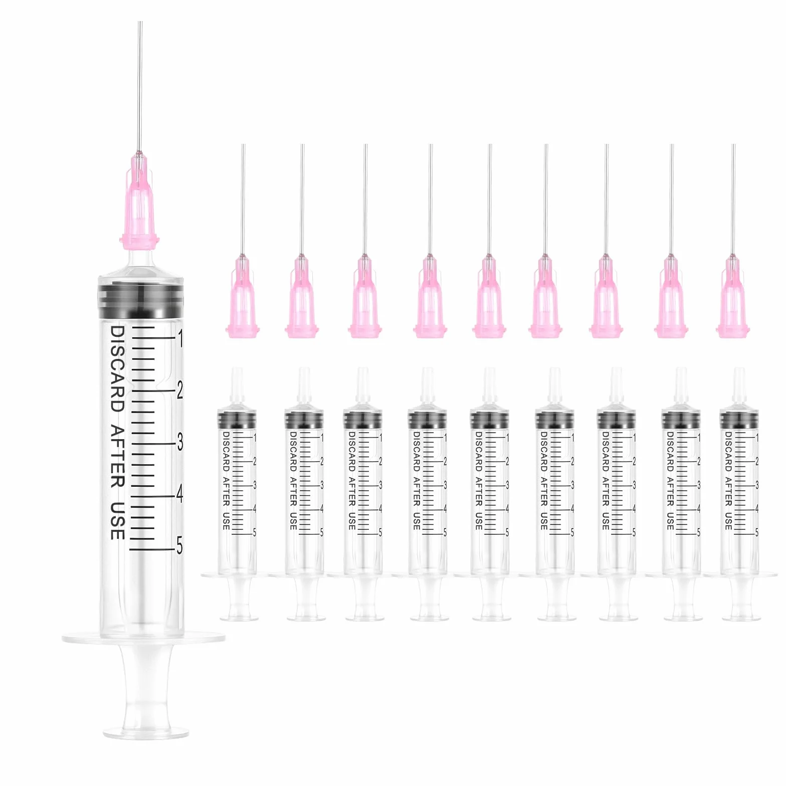 Strzykawka z tworzywa sztucznego 5 ml z igłą 10 sztuk wielokrotnego użytku