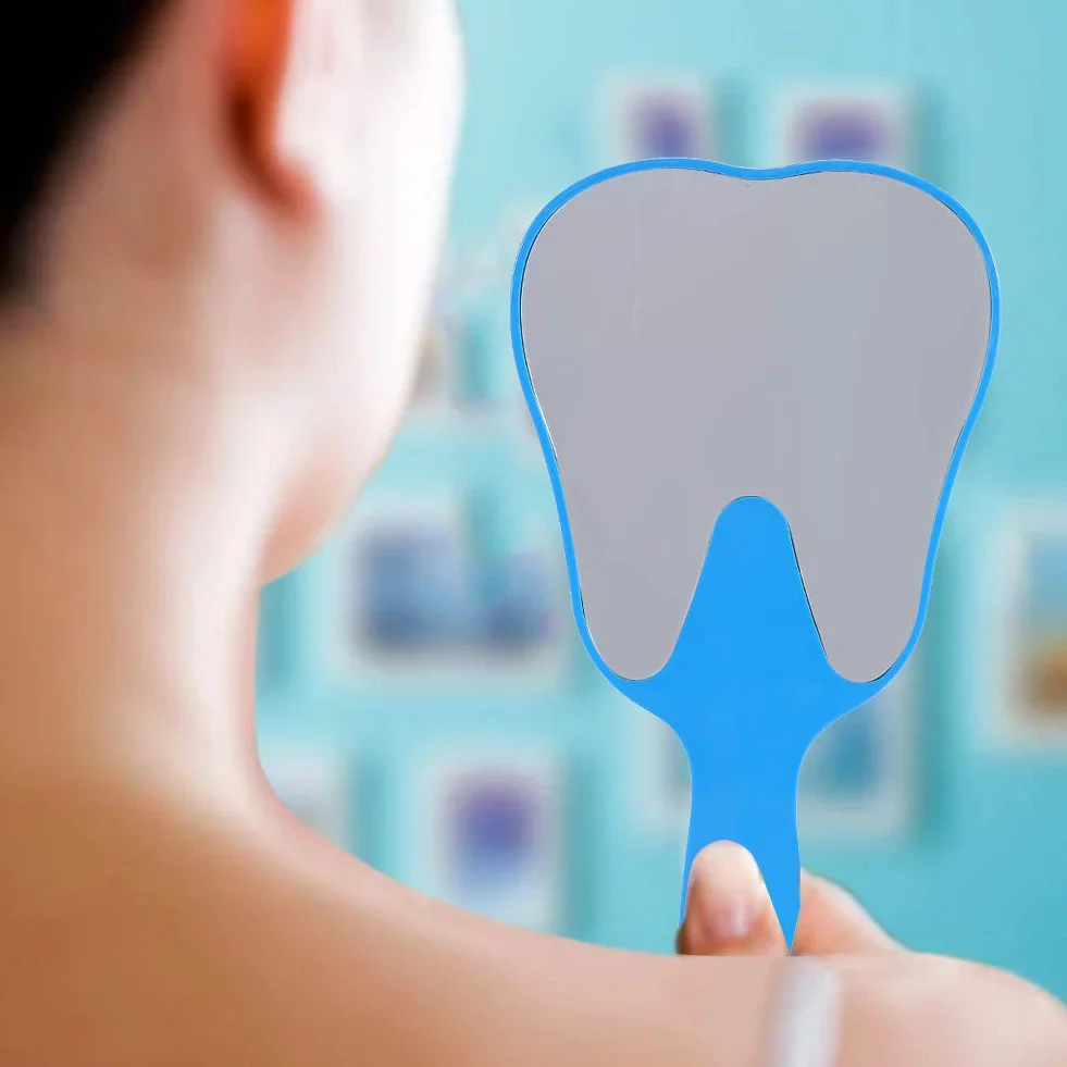 Lusterko dentystyczne Rozmiar - Lustro jamy ustnej - Lusterko do kontroli stomatologicznej - plastikowy uchwyt (niebieski)