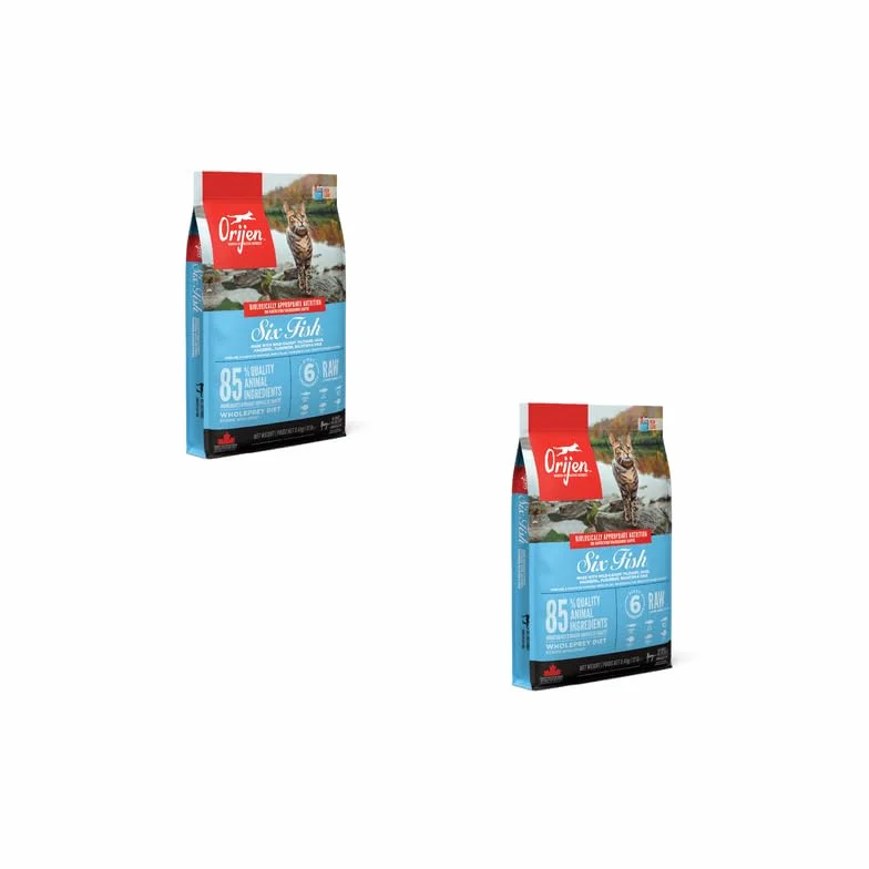 Orijen Cat Six Fish | dwupak | 2 x 340 g | pełnoporcjowa karma dla dorosłych kotów | 85% wysokiej jakości składników pochodzenia zwierzęcego | ryby, podroby, kości | naturalny smak