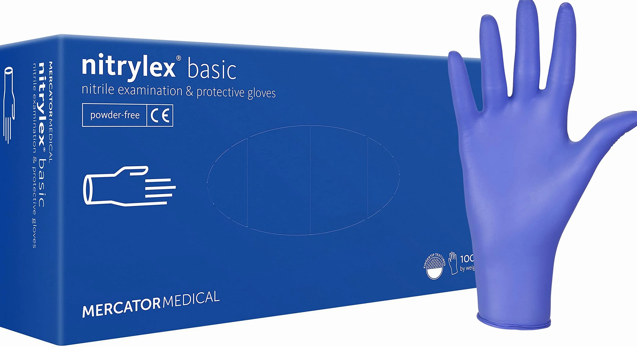 Mercator NITRYLEX BASIC Rękawice nitrylowe bezpudrowe niebieskie rozmiar M 100 sztuk