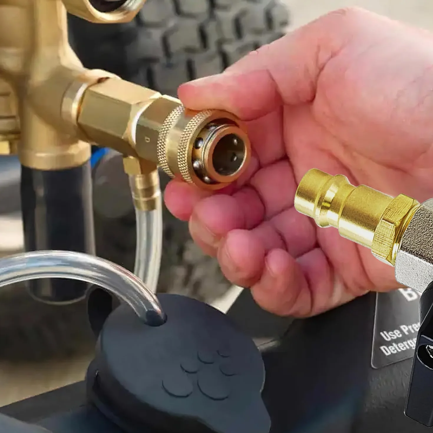 Zawór odcinający sprężone powietrze 1/4 cala, materiał metalowy, szybkozłączka sprężonego powietrza, z dyszą 7.2 DN, kompatybilny z większością sprężarek i węży sprężonego powietrza (1/4 cala)
