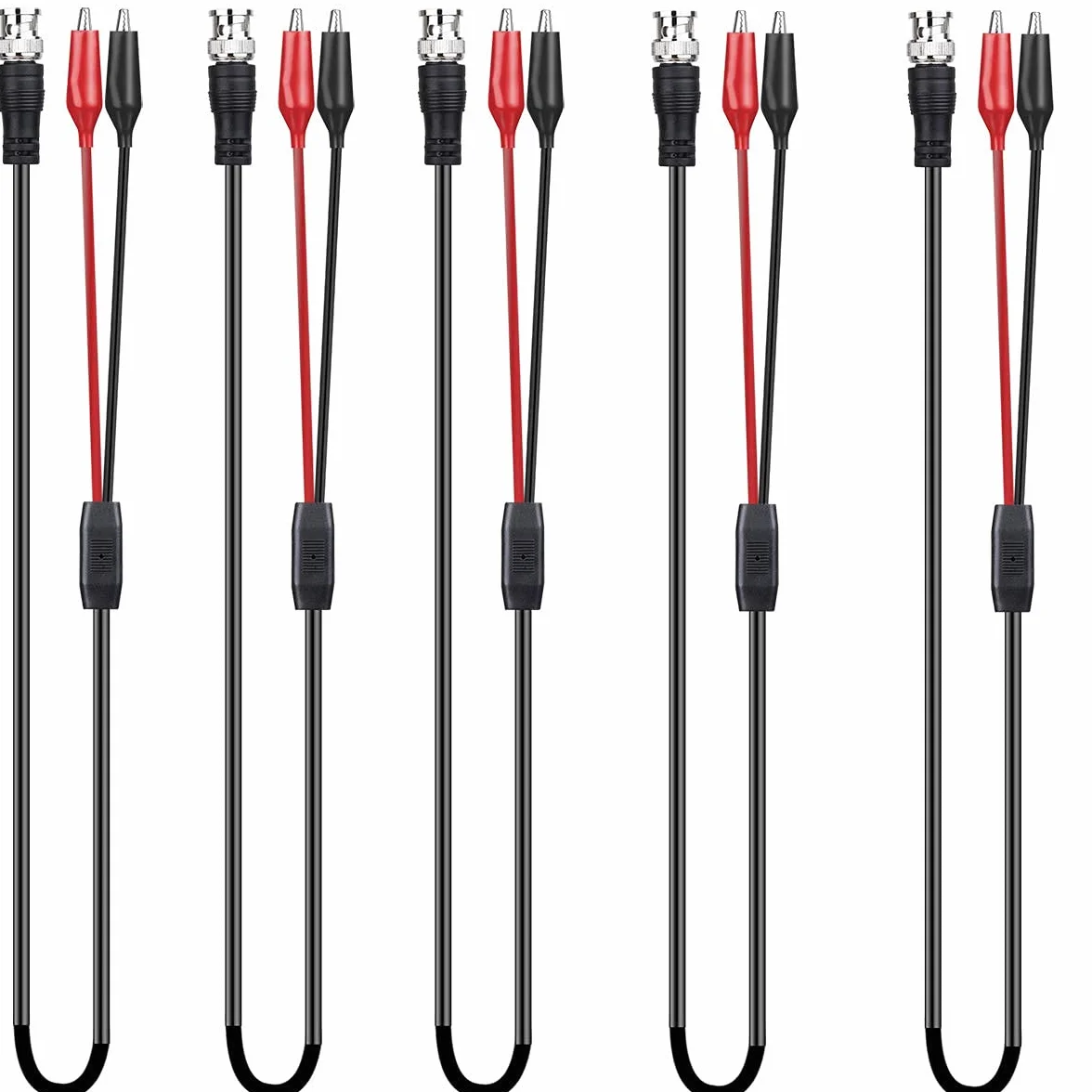 BNC podwójny kabel testowy z klipsami krokodylkowymi 92cm 5szt. sonda oscyloskopowa