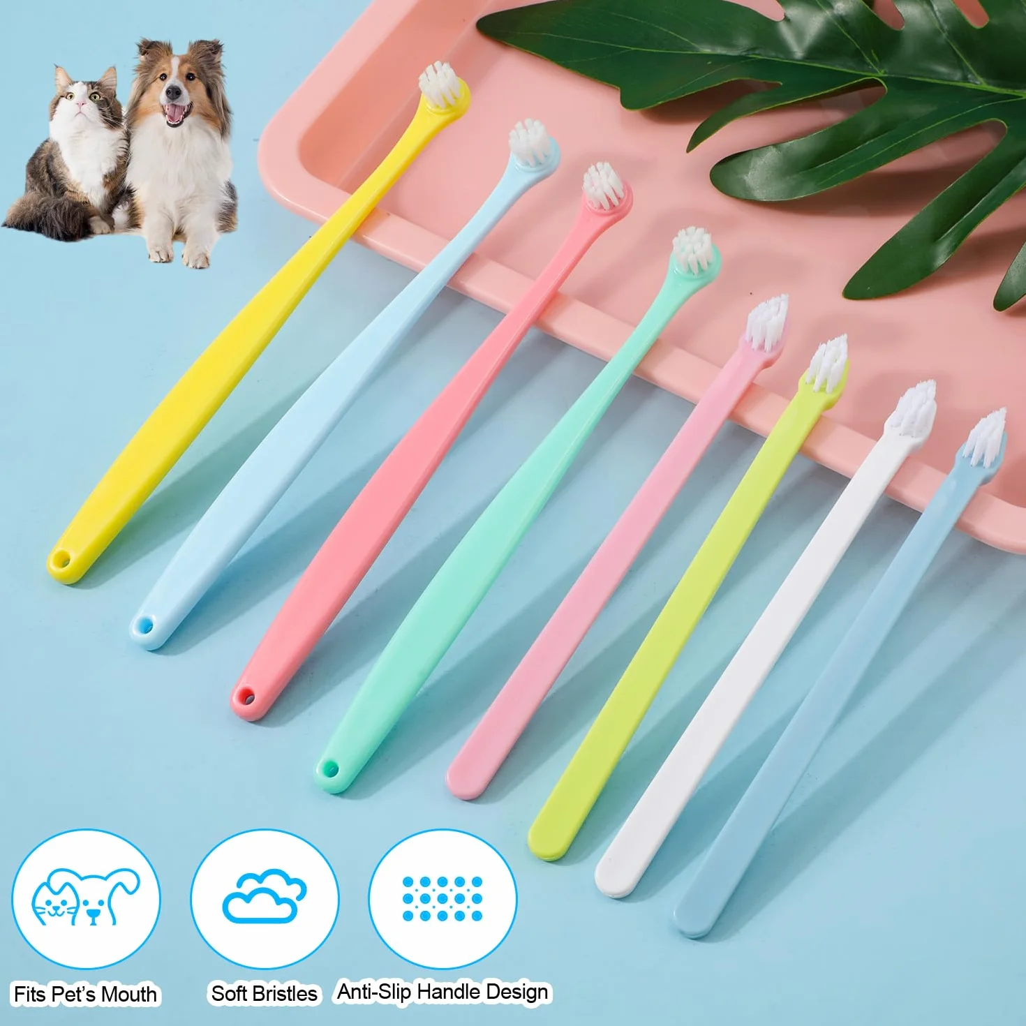 8szt Szczoteczka do Zebów dla Psa, 2 Rodzaje Miekkie Wlosie Szczoteczka do Zebów dla Malego Kota Mikro Glówka Szczoteczka do Czyszczenia Zebów Kociat Artykuly Pielegnacji Zebów dla Szczeniat