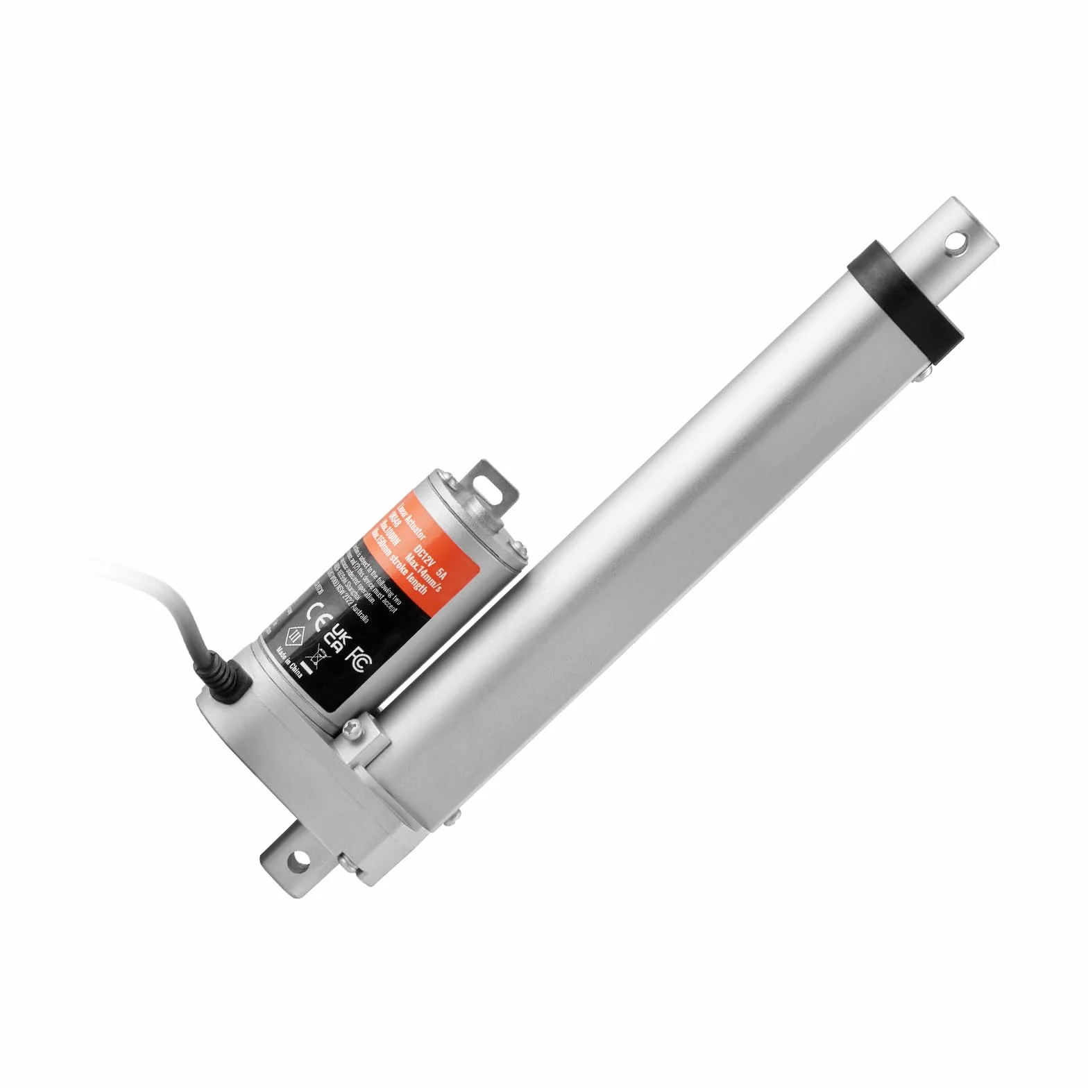 VEVOR Napęd liniowy 1000 N DC 12 V napęd liniowy IP54, elektryczny silnik liniowy 150 mm, długość skoku 150 mm, poziom hałasu ≤ 50 dB, elektryczny otwieracz drzwi 14 mm/s, prędkość jazdy, technika
