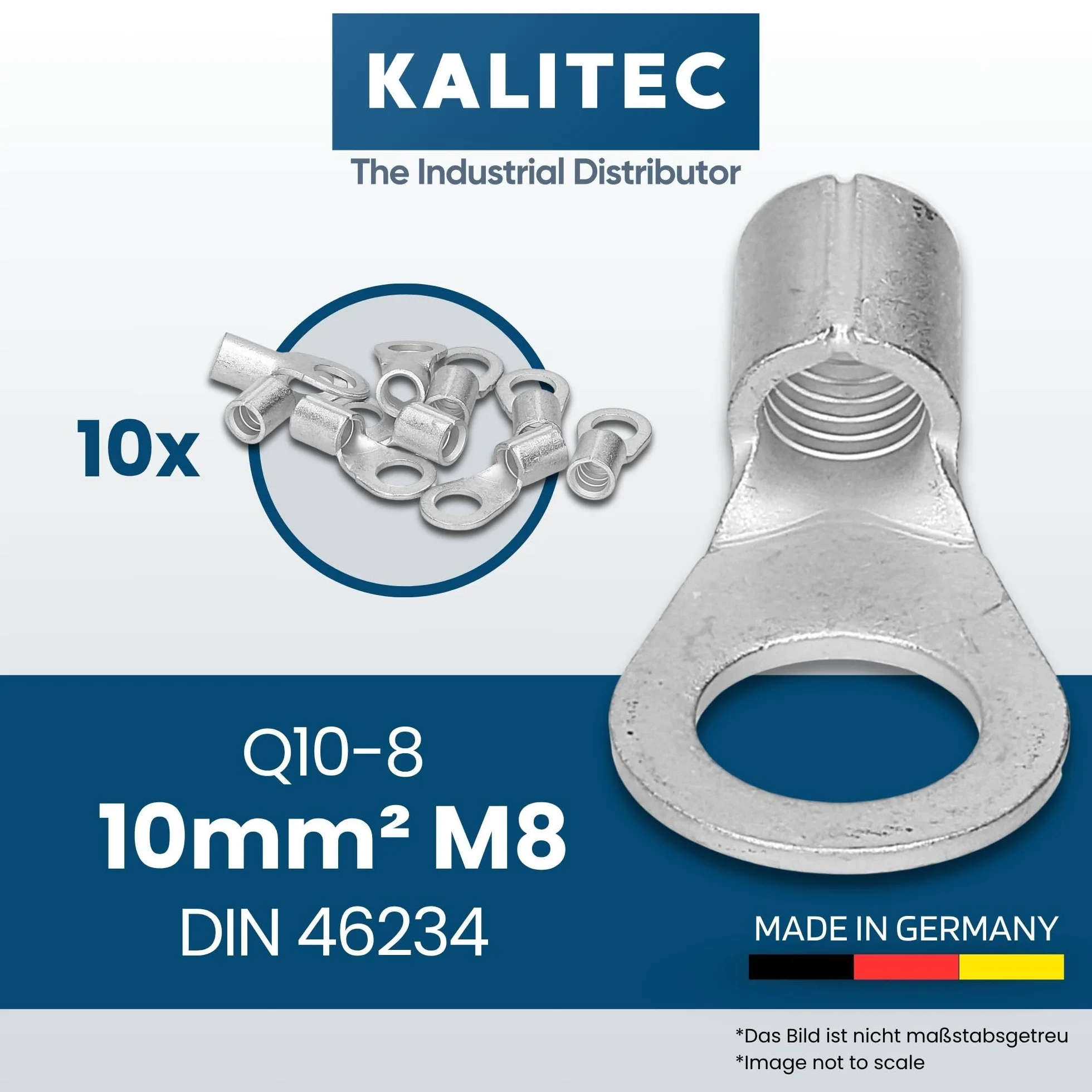 Kalitec Q10-8 końcówka zaciskowa 10 mm² M8 nieizolowana DIN 46234