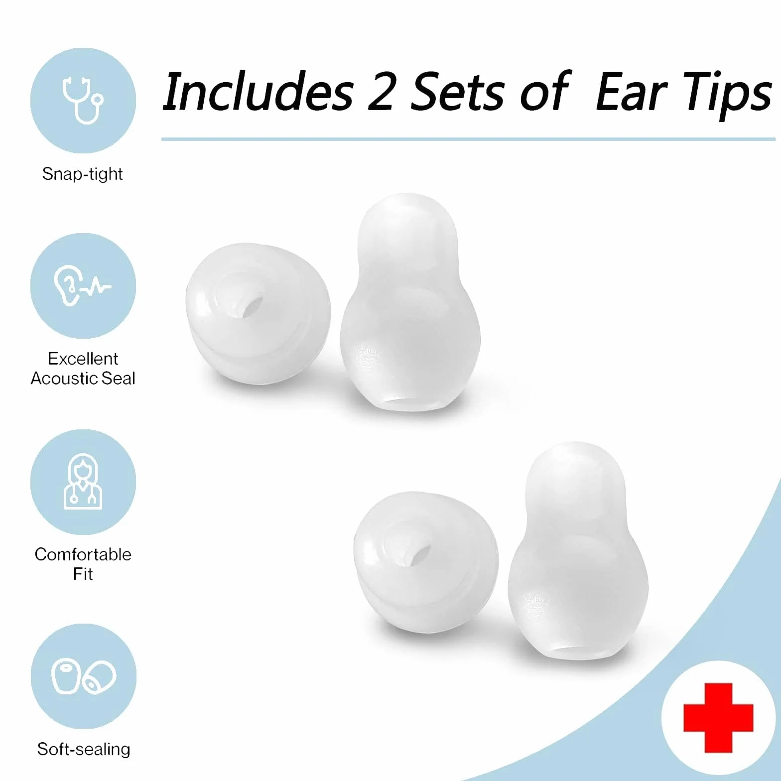 Stetoskop Ear Tips zamiennik stetoskopów Littmann kompatybilny ze stetoskopem MDF Classic 3 Cardiology 3 & Cardiology 4, Cardiology III & IV & Littmann Stetoscope Parts (biały)
