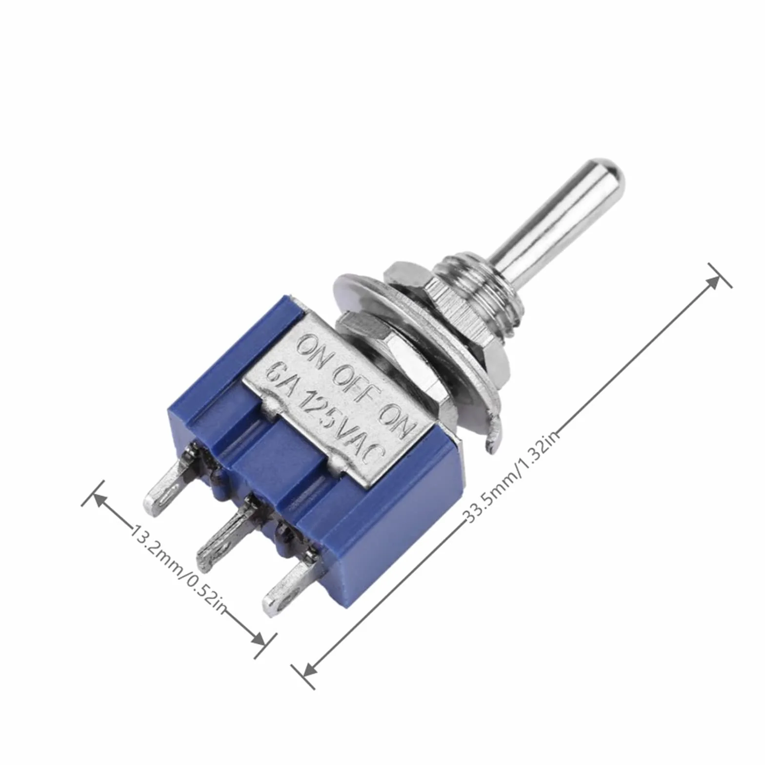 Mini Przełącznik Kołyskowy SPDT 3-Pozycyjny ON-OFF-ON 6A 125VAC 6mm
