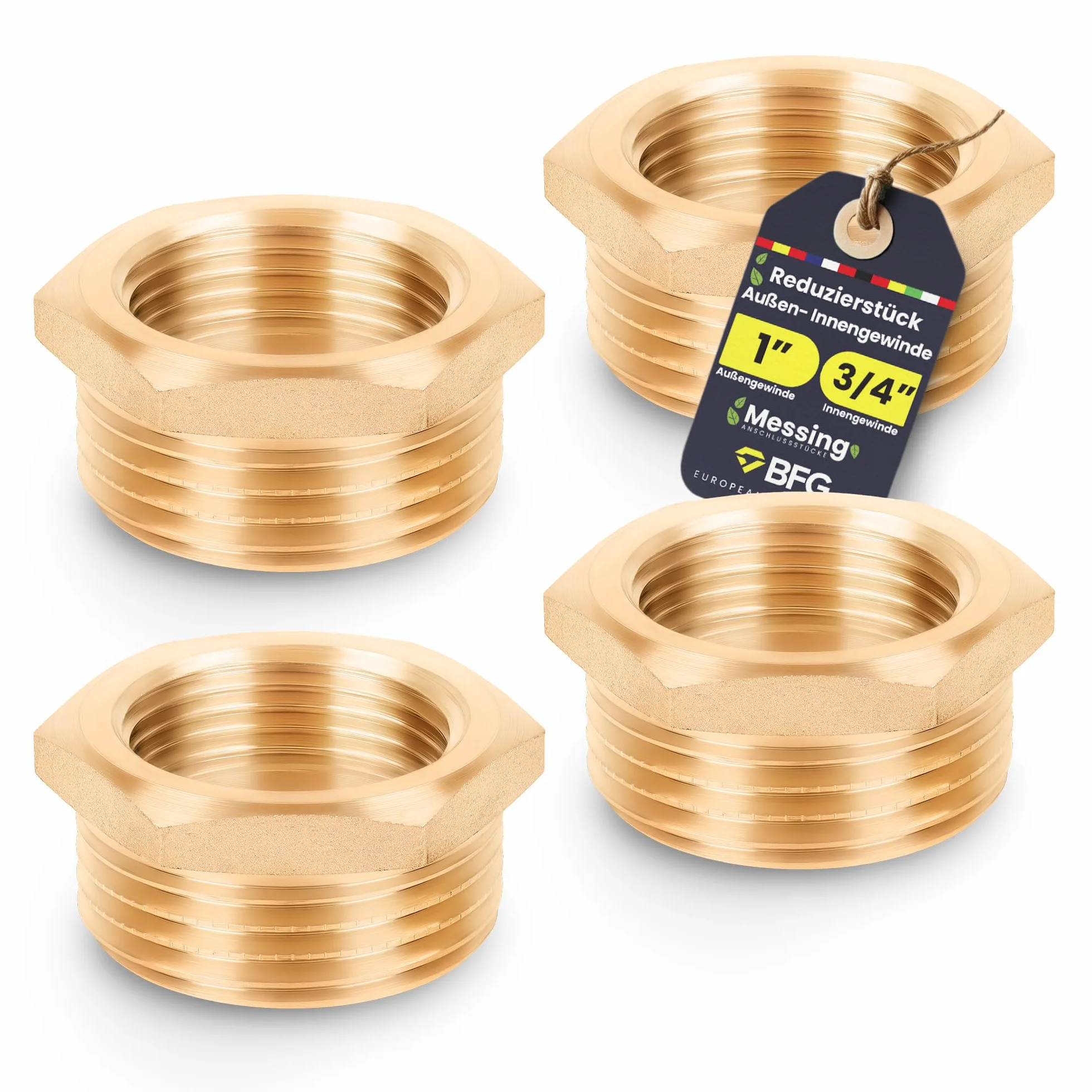 BFG Redukcja 1" (32 mm) GZ / 3/4" (25 mm) GW - 4 szt., Mosiężna Złączka do Wody Pitnej