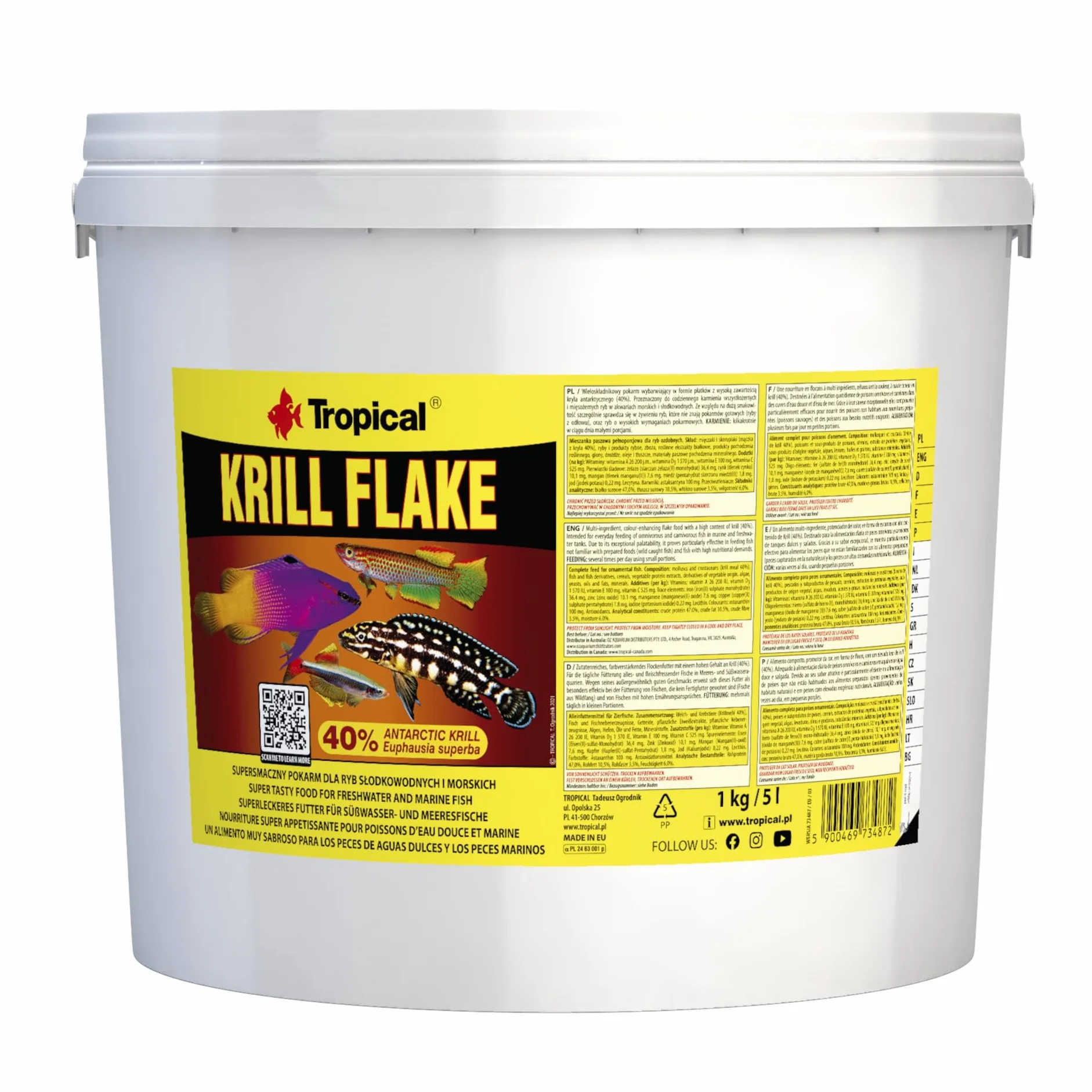 Tropical Specjalistyczny wybarwiający pokarm dla ryb KRILL FLAKE 5L / 1kg