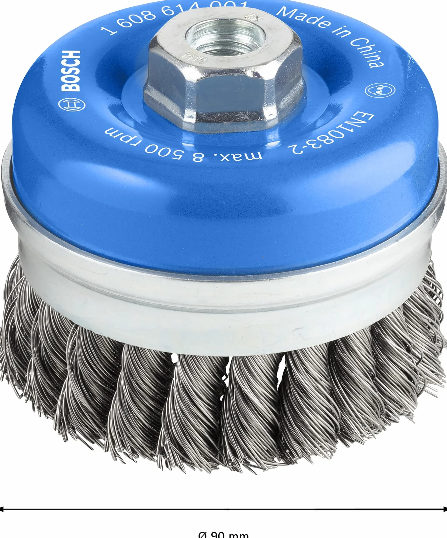 Bosch 1608614001 90Mm X M14 Cup Brush Knotted Wire 0.5Mm Steel
