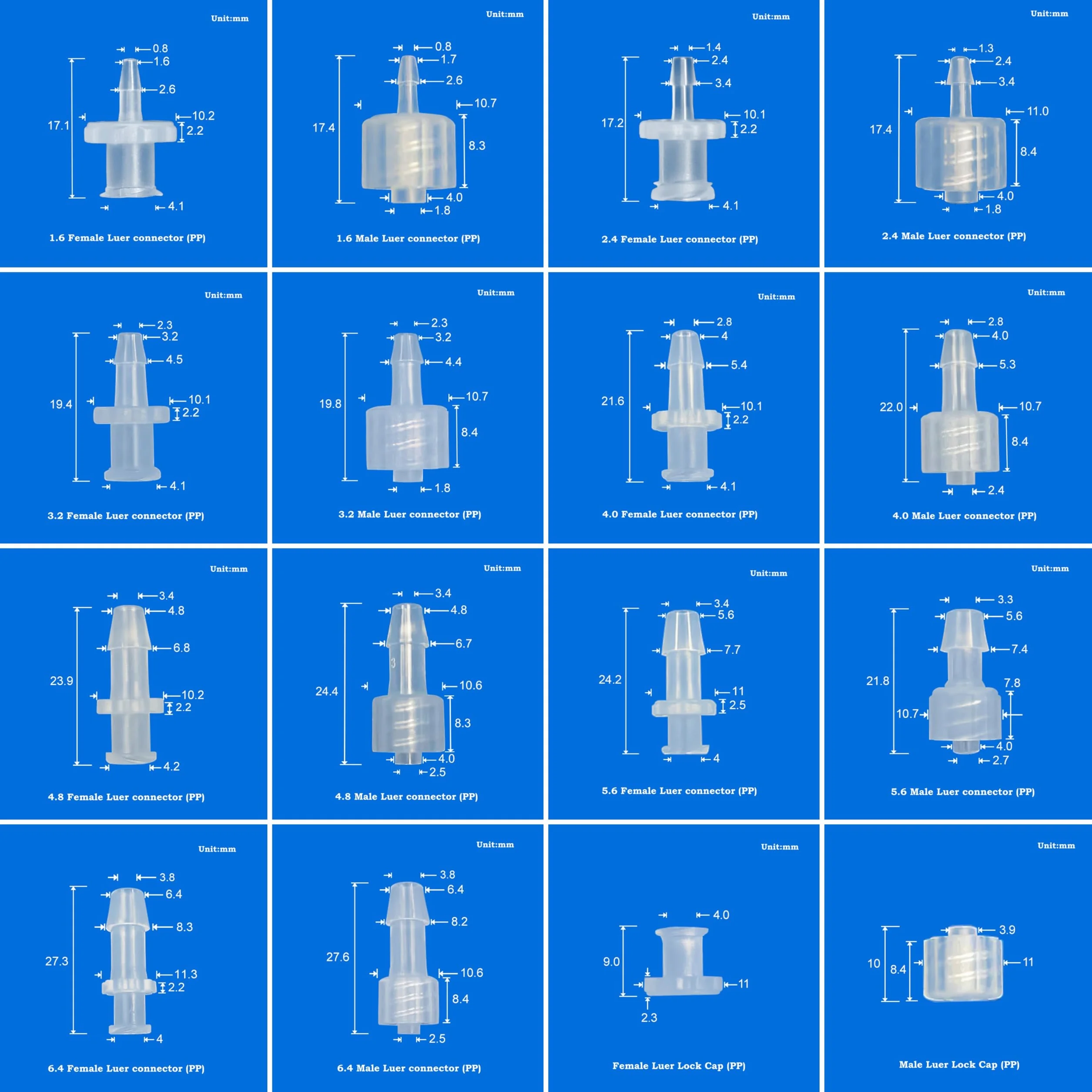 Hynec PP Luer Lock Adapter, zestaw próbek, męski i żeński, 38 sztuk, odporny na ciepło i chemikalia, szczelne złącze do zastosowań medycznych, laboratorium, przetwarzania żywności, zastosowań