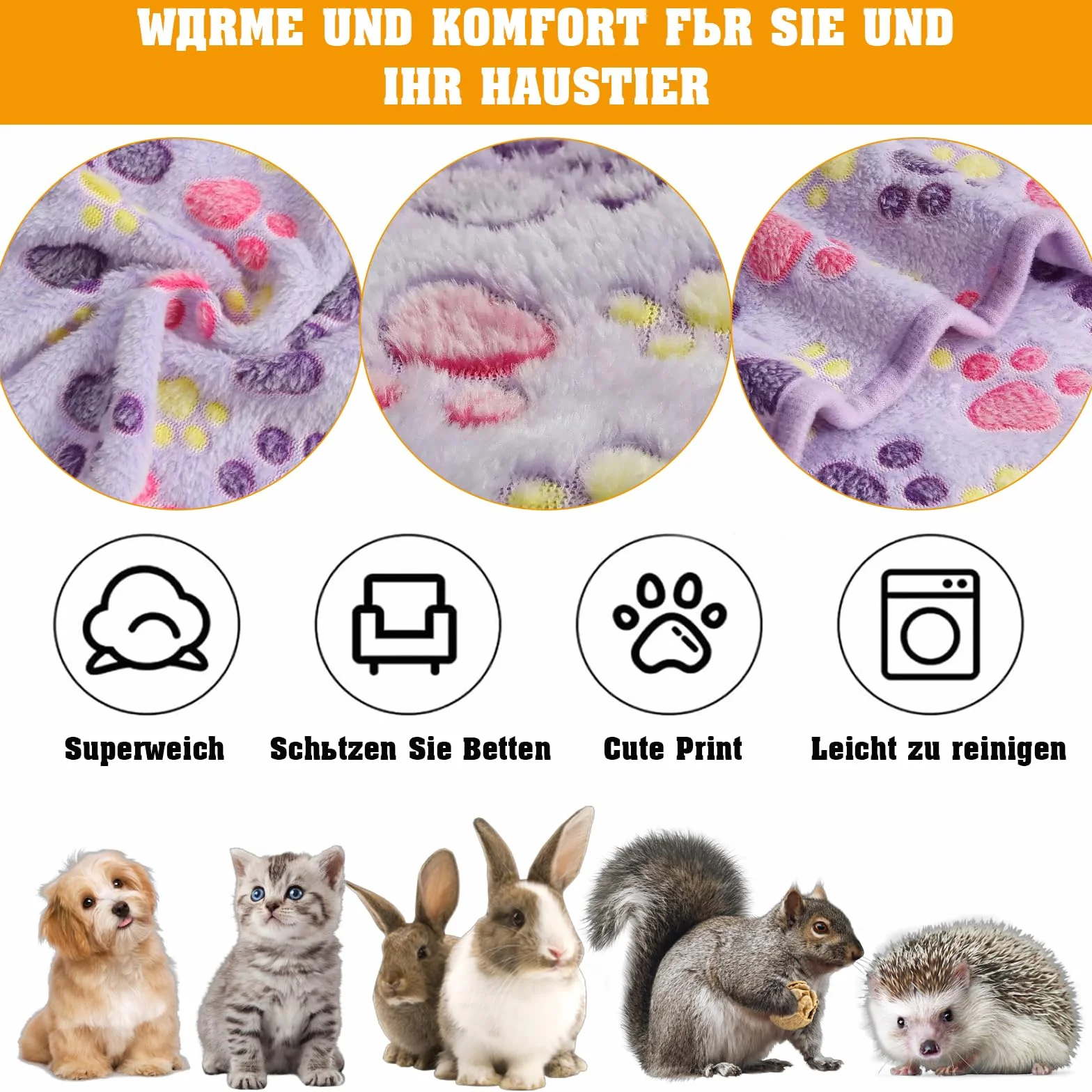 Koc dla świnki morskiej, 5 sztuk koców polarowych dla świnki morskiej, nadaje się do prania, mata polarowa dla małych zwierząt, wielokrotnego użytku, dla małych psów, kotów, chomików, szynszyli