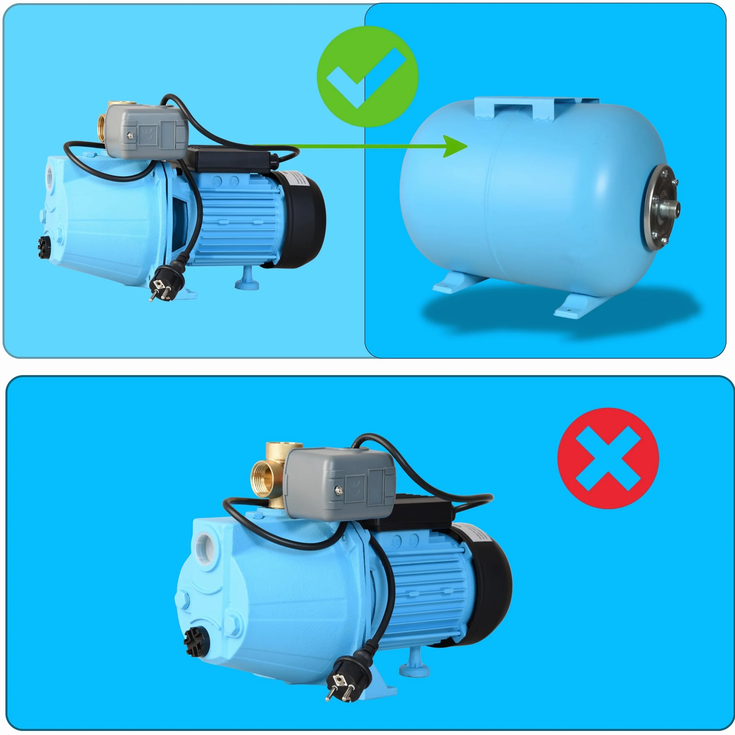 Pompa Hydroforowa SET 100S 1100 W 3600 l/h 50 m do Wody Nawadniania Ogrodu
