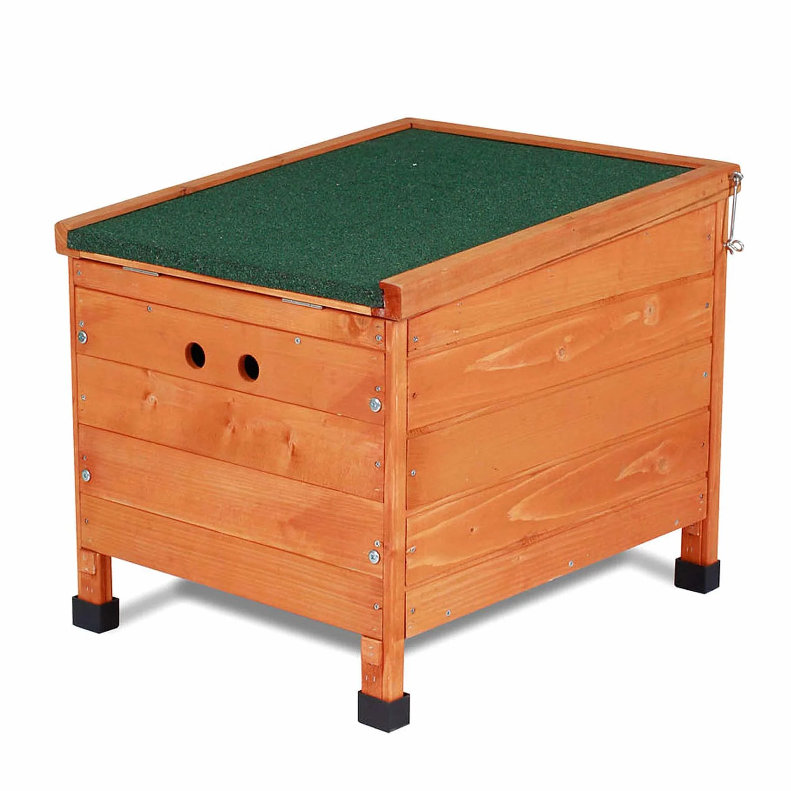 lionto Klatka dla królika z drewna z 2 wejściami, 43x43x52 cm, składany dach z bitumu odporny na wodę, plastikowe nóżki, domek zimowy dla królików do wnętrz i ogrodu