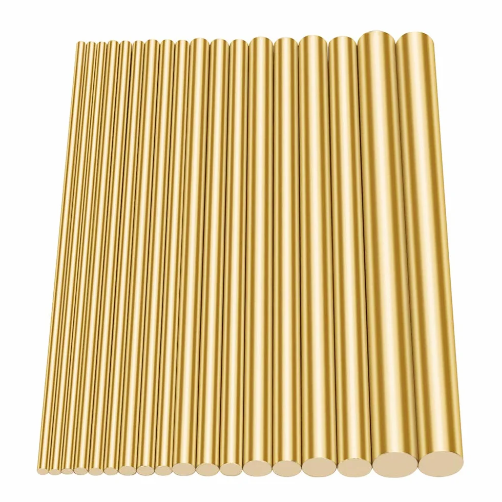 Glarks 18 szt. mosiężne okrągłe pręty drążkowe do prac DIY, średnica 2,5-8 mm długość 100 mm