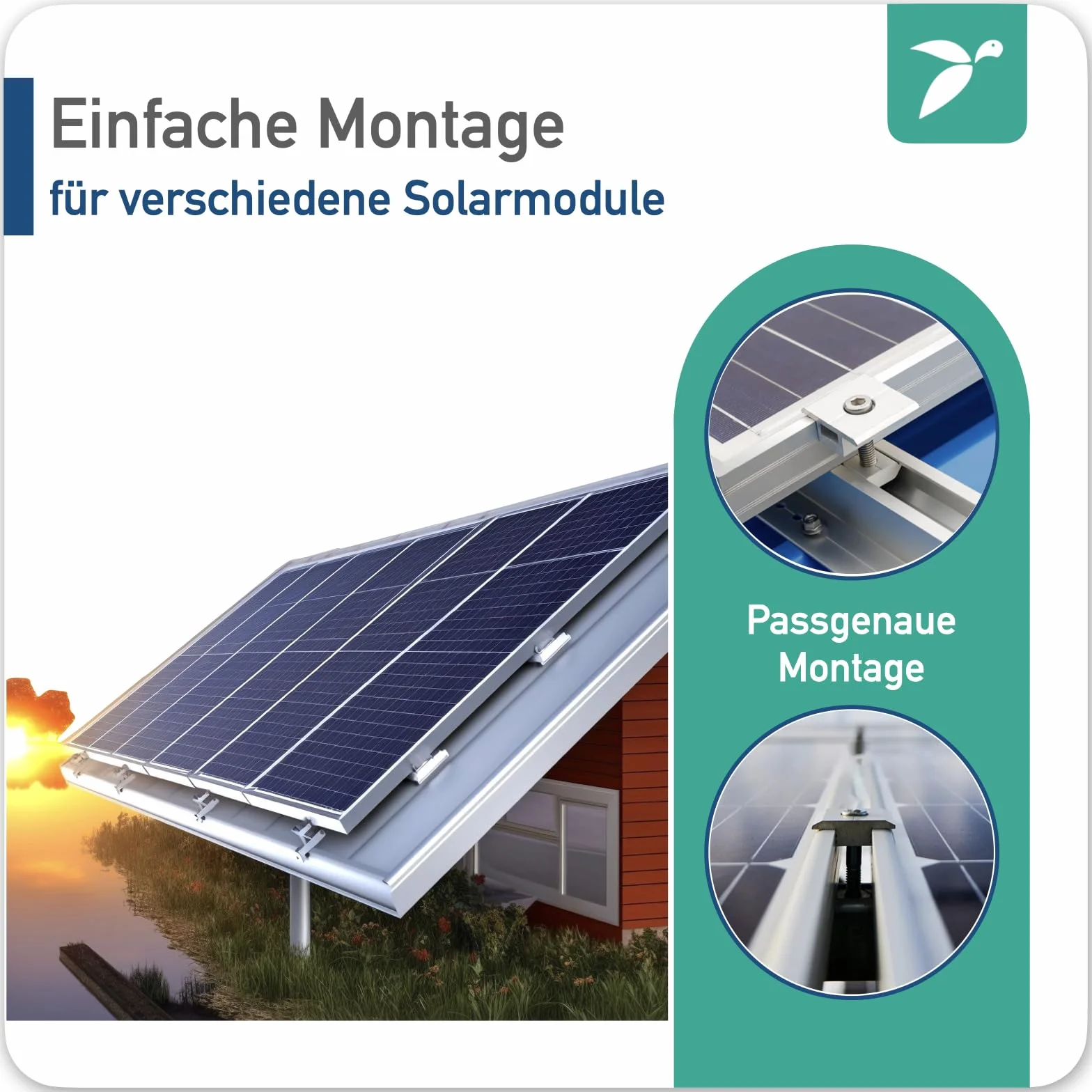 mahona Zestaw montażowy do 2 modułów PV – moduł solarny i elektrownia balkonowa uchwyt szyny zaciski końcowe zaciski środkowe 35 mm 30 mm – zestaw montażowy, profile montażowe, panele słoneczne,