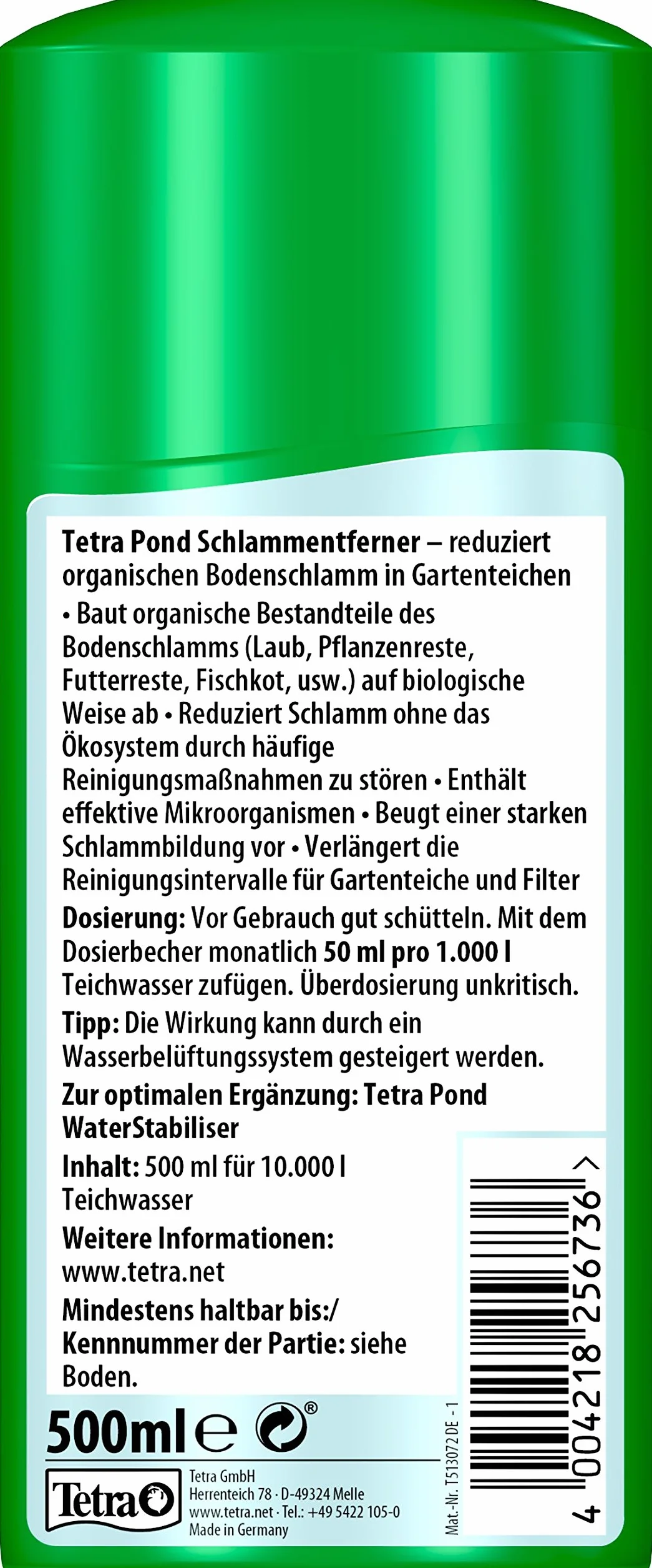 Tetra Tetra Pond Schlammentferner (Reduziert Schlamm In Gartenteichen, Wirkt Rein Biologisch), 500 Ml Flasche Środek do Usuwania Szlamu, 500 ml