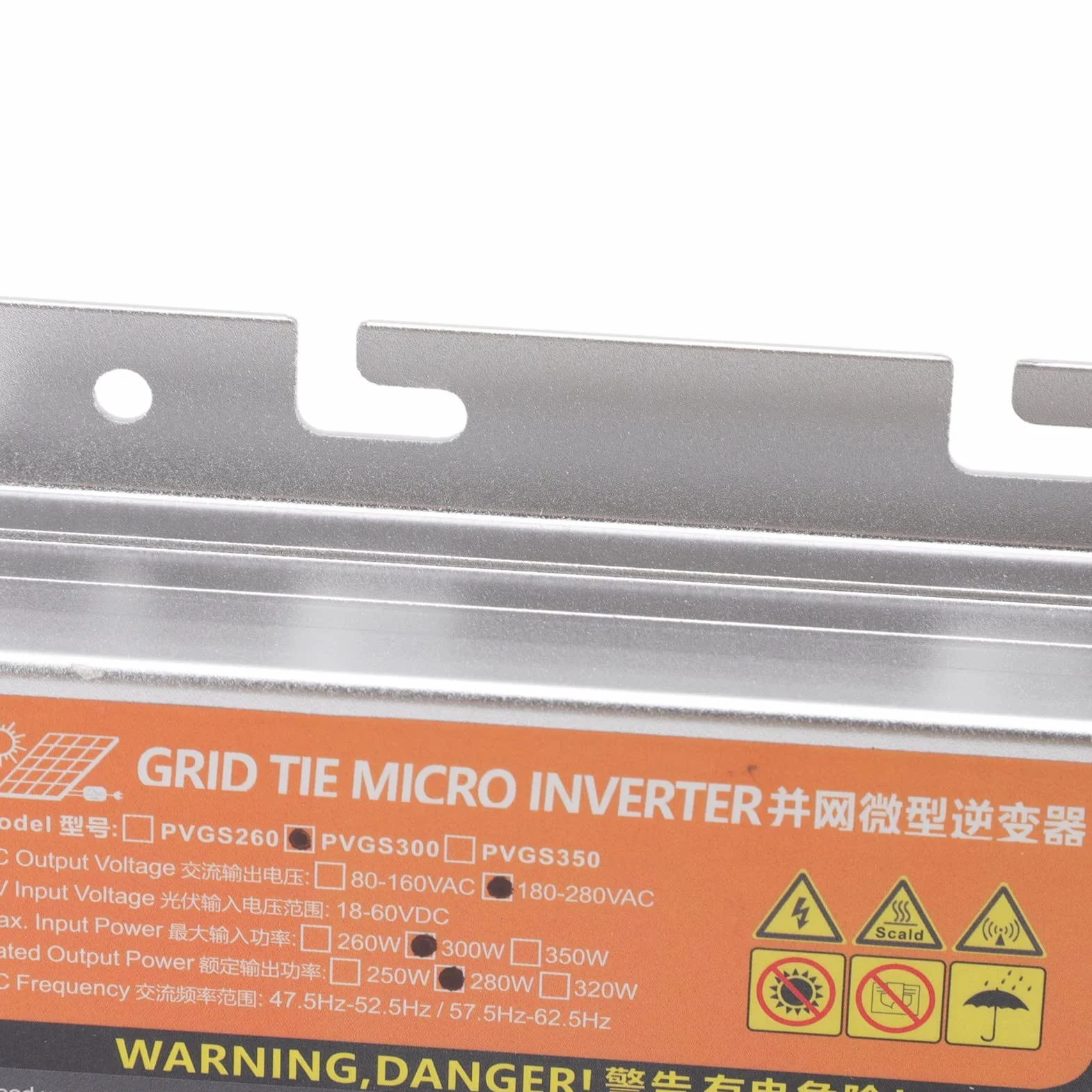 Mikroinwerter Solarny o Mocy 500 W. Wysoki Współczynnik konwersji. Materiał ze Stopu aluminium. Łatwa obsługa. Nadaje się do Paneli Słonecznych (PVGS-300W(18-60V)-AC220V)