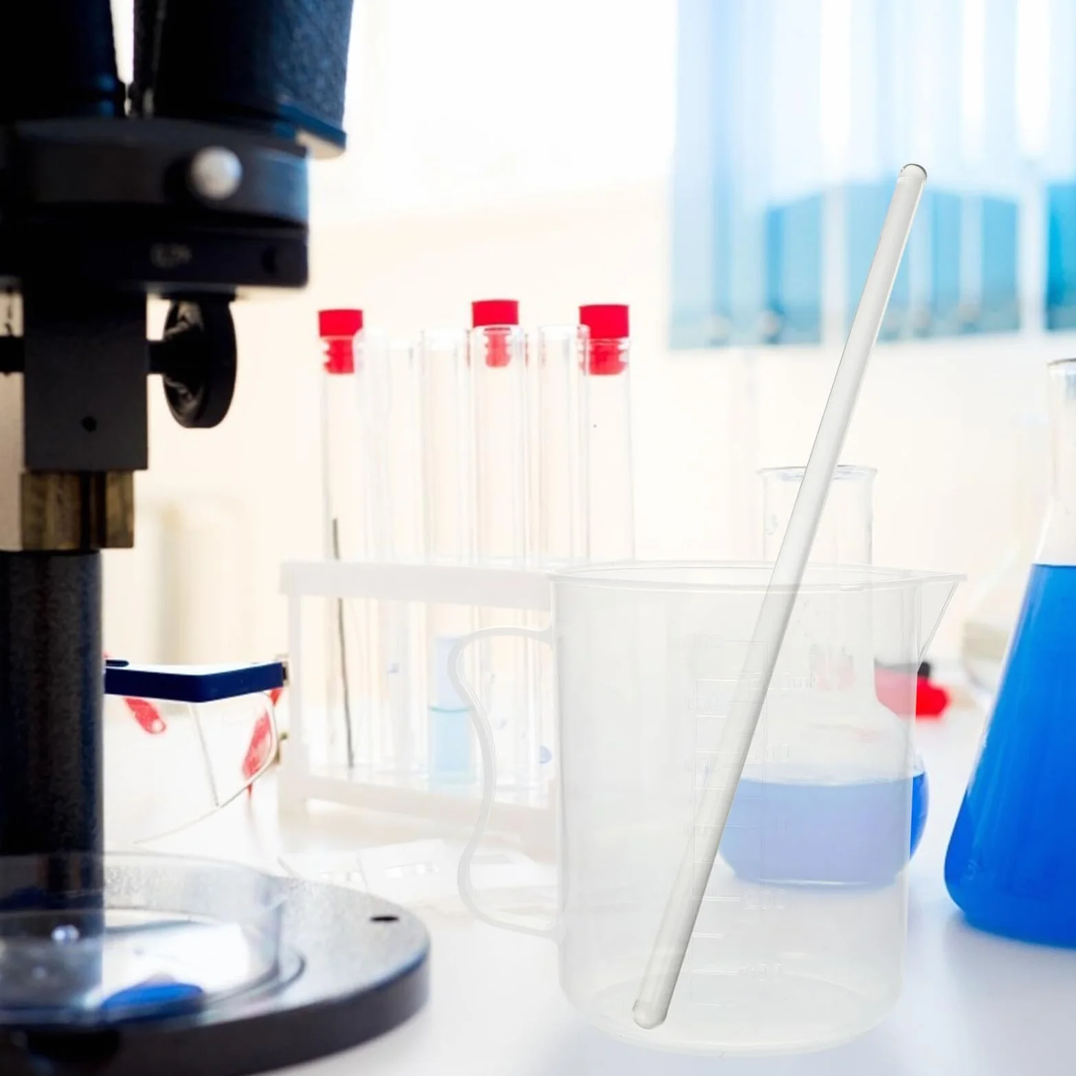 Mobestech 3kawałki Szklanych Prętów Do Mieszania Przezroczyste Narzędzia Laboratoryjne Do Mieszania i Rozpuszczania Cieczy z Zaokrąglonymi Końcami Trwałe i Solidne