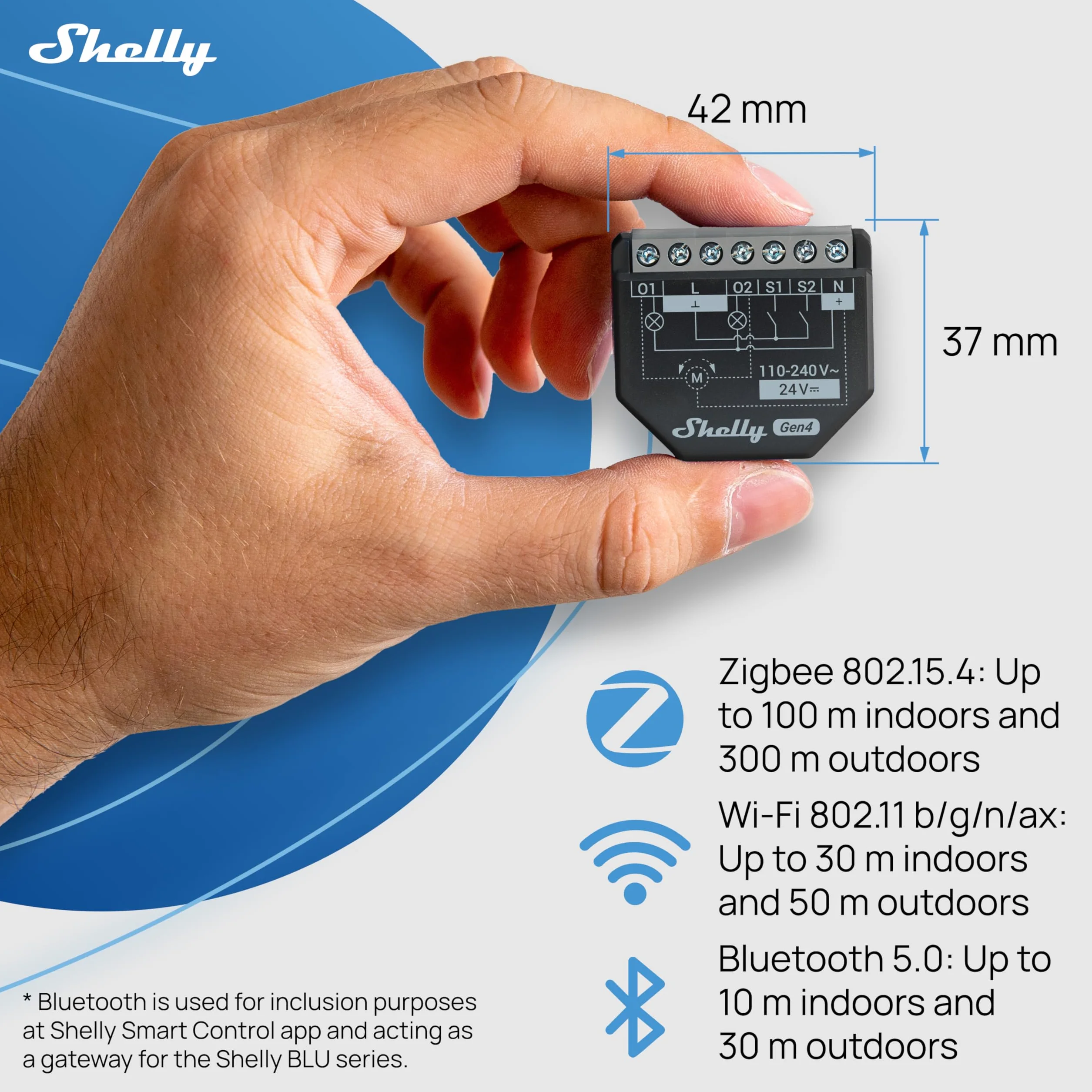 Shelly 2PM Gen4, inteligentny przełącznik przekaźnikowy zasilany Wi-Fi, 2 kanały, 16 A, pomiar mocy, przełącznik rolety, automatyka domowa, nie wymaga koncentratora, Alexa, HomeKit & Googlе, Zigbee