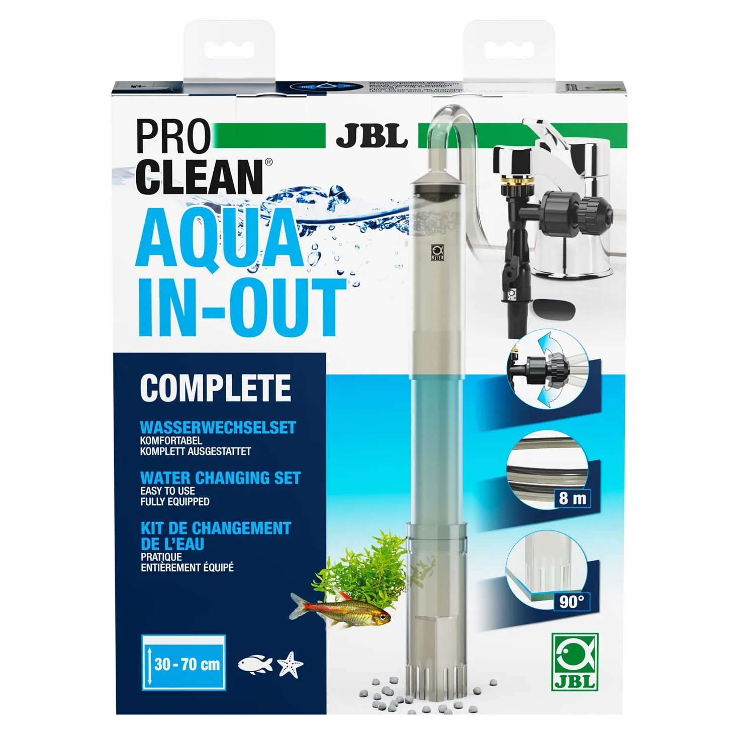 Jbl Proclean Aqua In-Out Pompa do Wymiany Wody, Przezroczysty/Szary, 30-70 cm