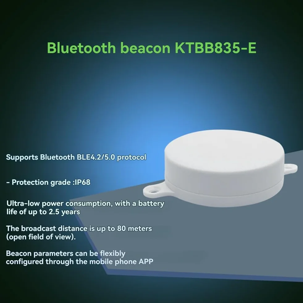 KTBB835-E 80 m Bluetooth zbliżeniowy marketing BLE Beacons IP68 wodoodporne 2400 MHz-2483,5 MHz z czujnikiem