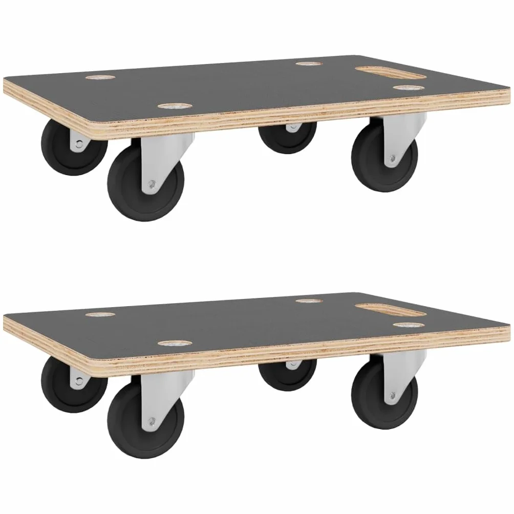vidaXL Wózki platformowe, 2 szt., prostokątne, 80x55x11,5 cm, wózek na kółkach, wózek magazynowy, platforma na kółkach, wózek platformowy