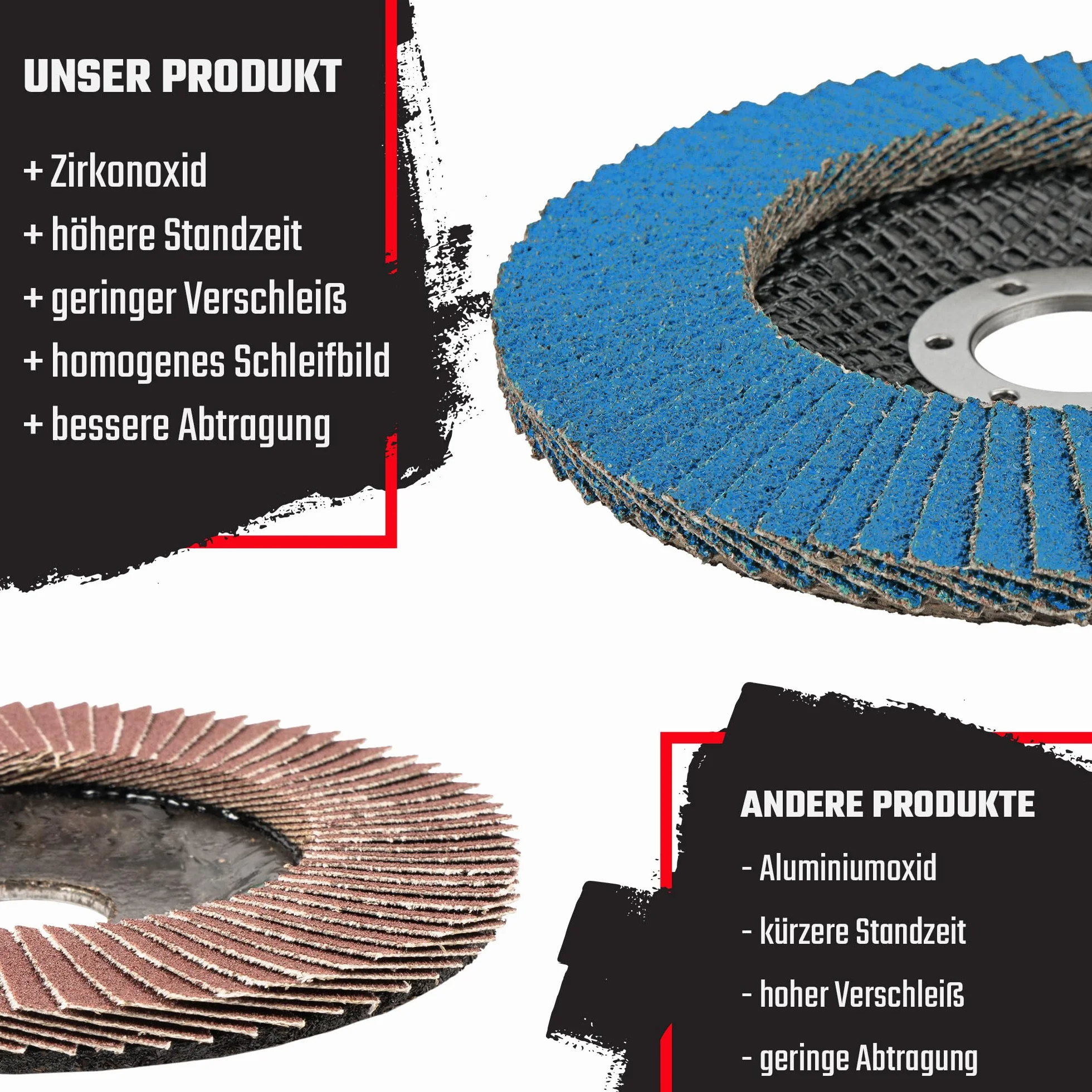 Profesjonalne ściernice listkowe │ niebieskie │ 10 sztuk │ Ø 125 mm │ ziarno 80 │ Inox │ tarcze szlifierskie │ ściernice listkowe