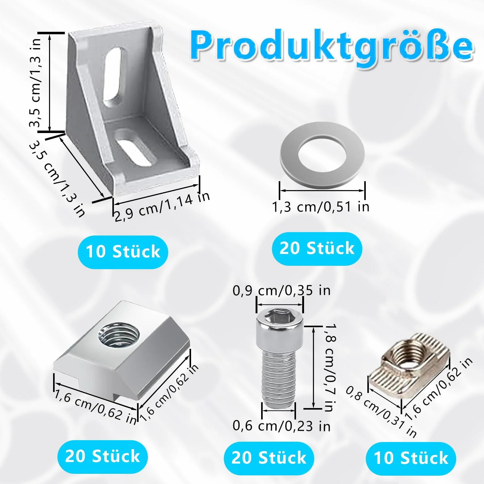Kątowniki profilu aluminiowego 30 x 30 mm, łączniki kątowe z zestawem