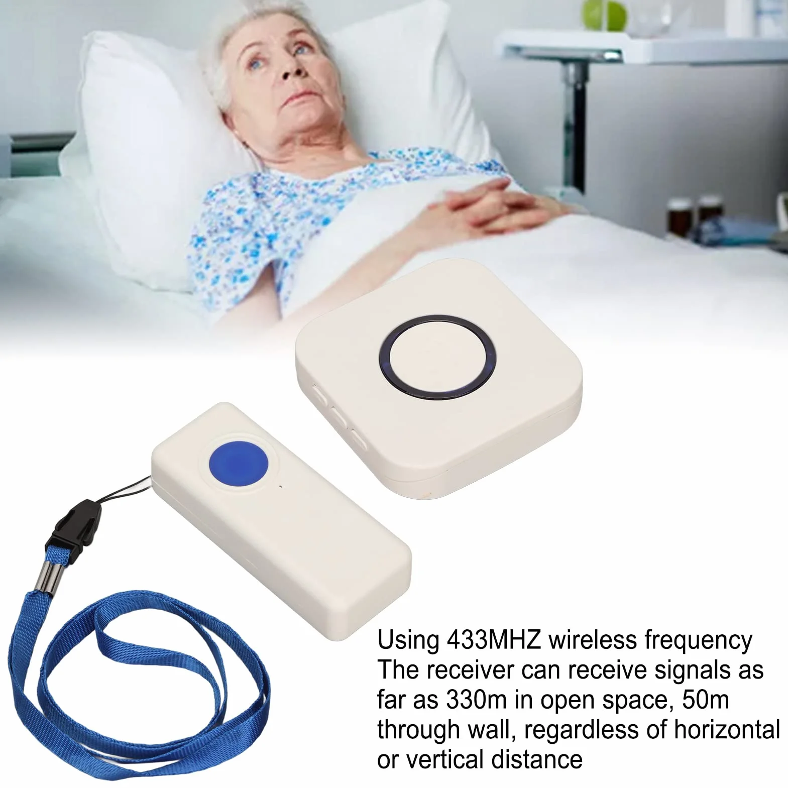 Opiekun Pager Bezprzewodowe Zdalne Systemy Ostrzegania Pielęgniarek dla Seniorów, IP55 Wodoodporny Zestaw Pomocy w Nagłych Wypadkach Call Bell i Caregiver Pager
