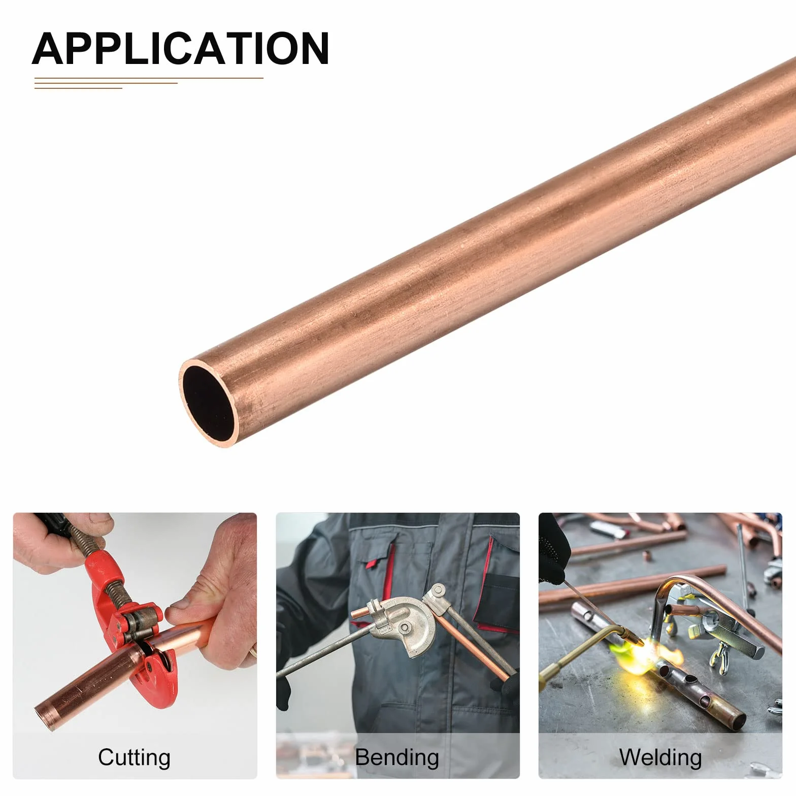 DTGN 8 mm x 0,2 mm x 300 mm (ODxWall TXL) miedziana rura - 3-pak - dobra do wyposażenia maszynowego DIY dekoracyjna rama - okrągłe metalowe rurki