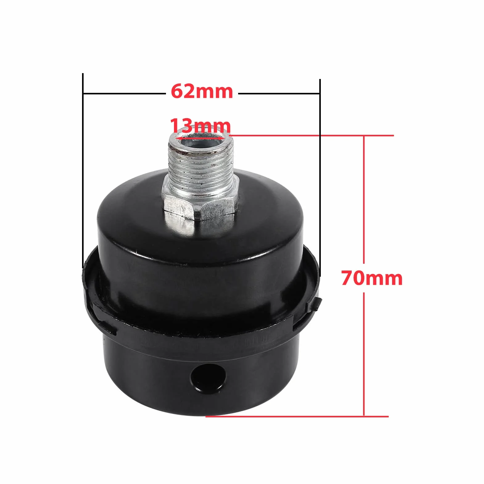 VOBOR Sprężarka powietrza, tłumik, filtr, kompresor, filtr powietrza wlotowego, zamiennik, czarny metal, filtr ssący, tłumik, gwint 3/8", 16 mm