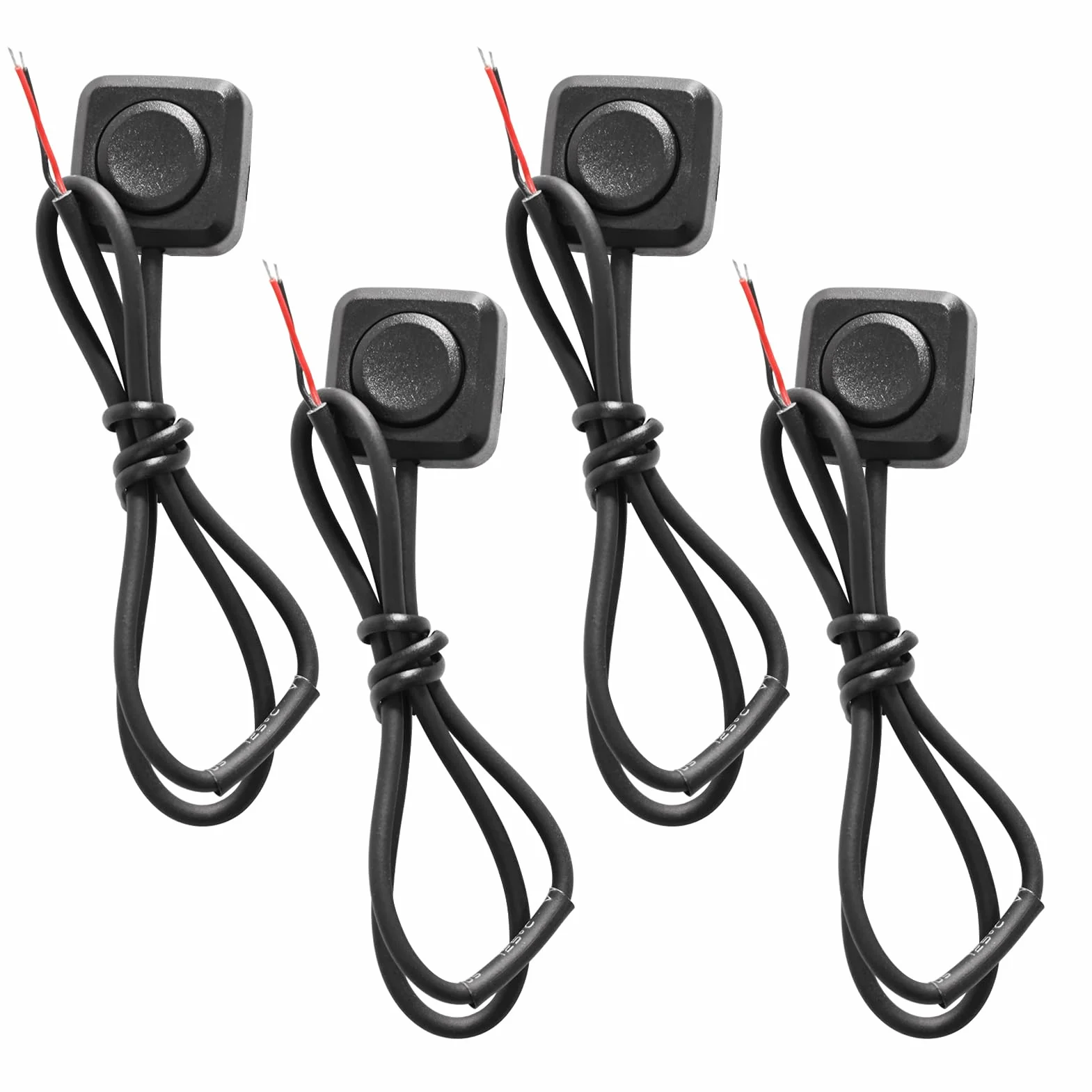 4 sztuki 12V/24V przekaźnik impulsowy z 30 cm kablem, gwizdki WŁ/WYŁ, impulsowy przycisk WŁ/WYŁ, mini przekaźnik do klaksonu samochodowego, sterowanie przemysłowe, eksperymenty elektroniczne