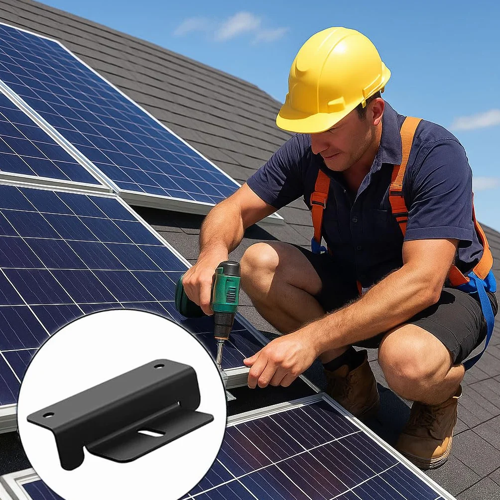Uchwyt na panel słoneczny modułu PV 8 sztuk czarny