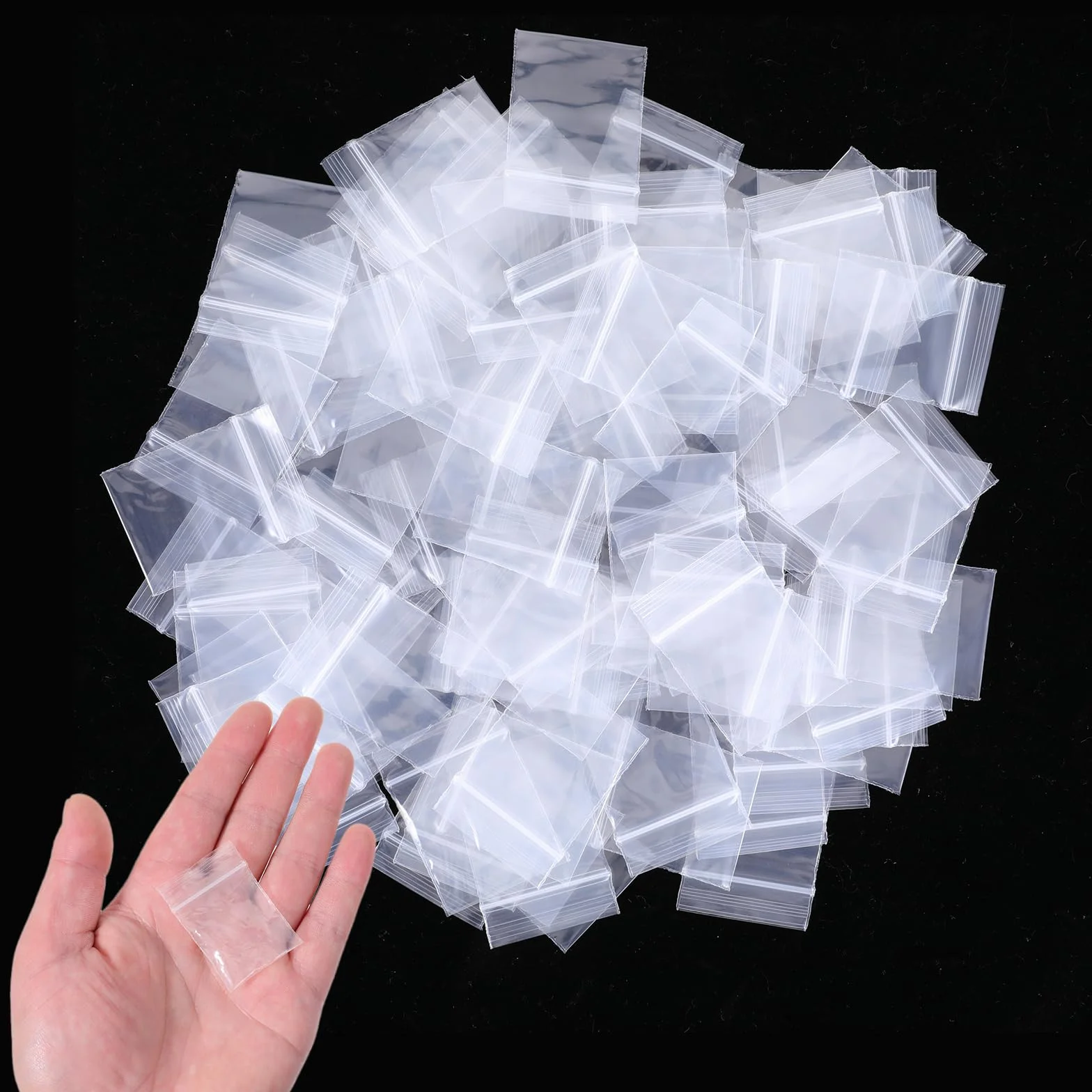 Prasacco 100 sztuk małych torebek plastikowych 6x8 cm przezroczyste z zamknięciem strunowym