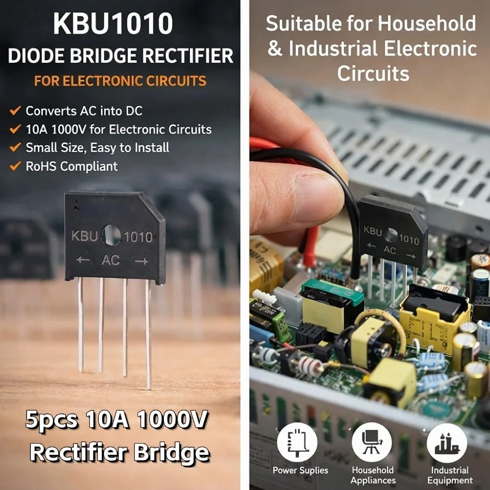 KBU1010 Brückendiodengleichrichter 10A 1000V 4-polig für Netzteil-Einstellschalter(5pcs)
