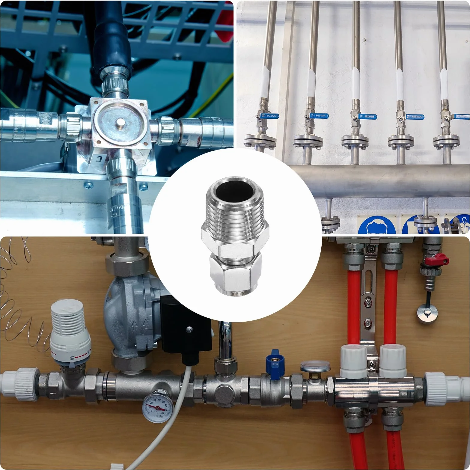 Rura kompresyjna ze stali nierdzewnej 8 mm OD 1/2" NPT gwint męski adapter złączka zaciskowa