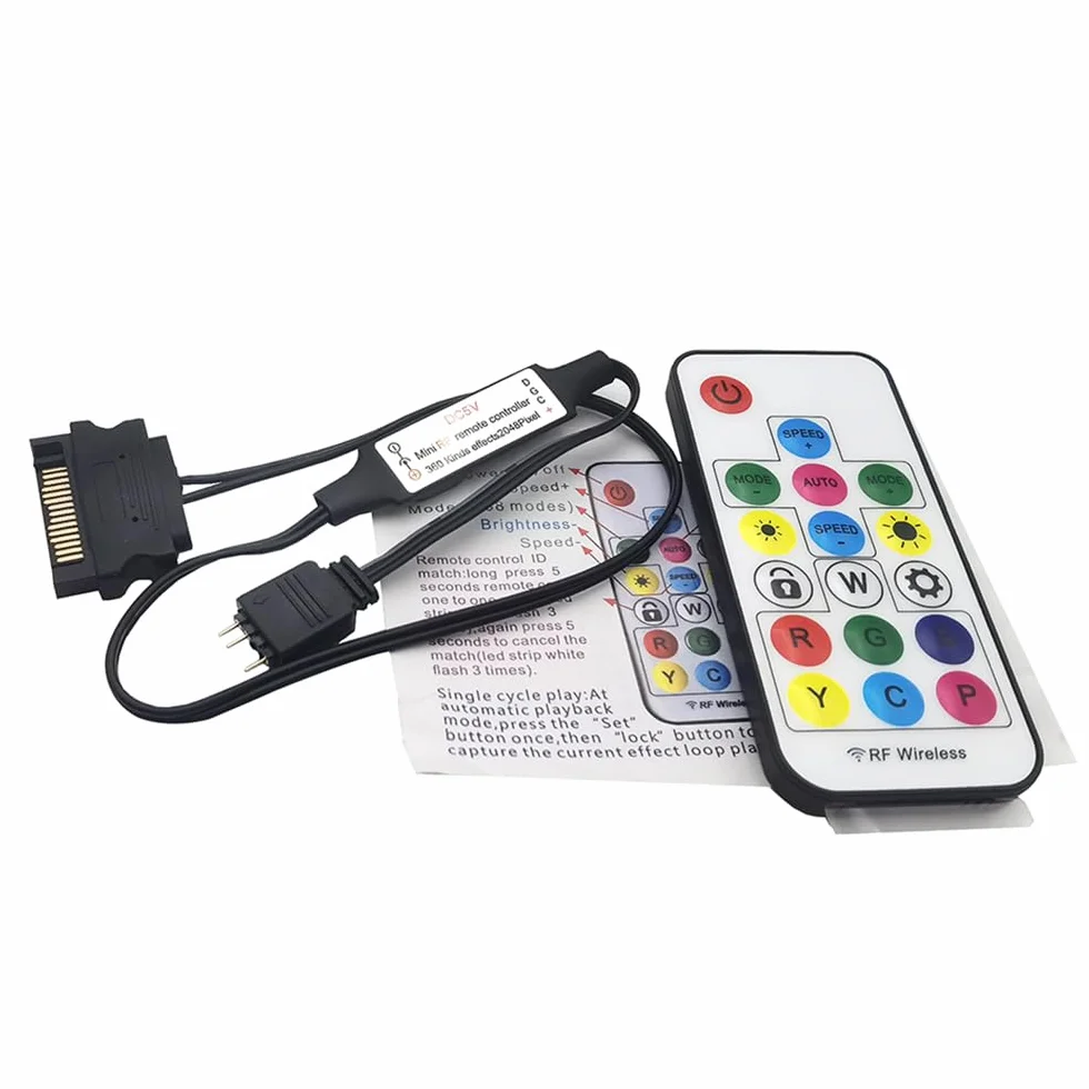 Kontroler ARGB 3-pinowy 5 V do diod LED RGB z pilotem RF 17 przycisków