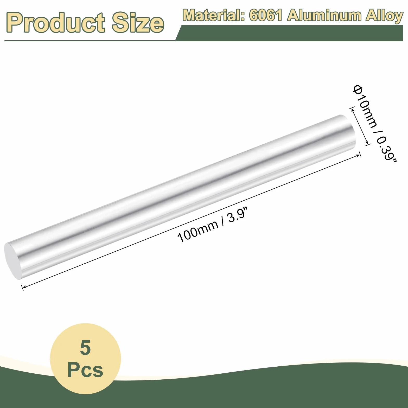 Pręt okrągły aluminiowy 10 x 100 mm 6061 masywny QUARKZMAN