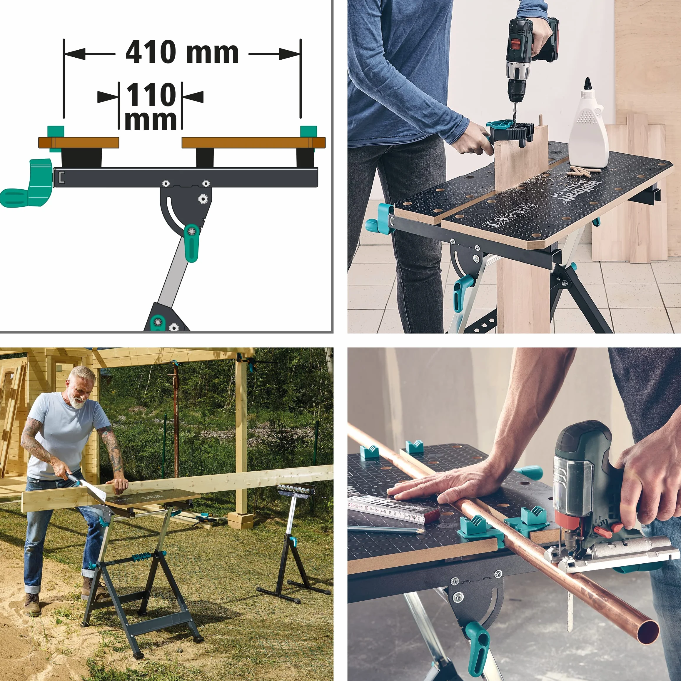 Wolfcraft Master 650 Ergo Stół Zaciskowo-Roboczy, Antracytowy/Szary, 650 x 720 x 950 mm