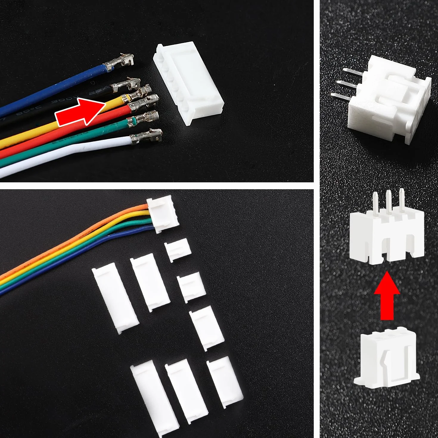YIXISI Zestaw Złączy JST 2.54mm 481 Sztuk, Złącze Kabla Adaptera JST-XH, Żeńskie-XH, Kabel Taśmowy 22 AWG 1m