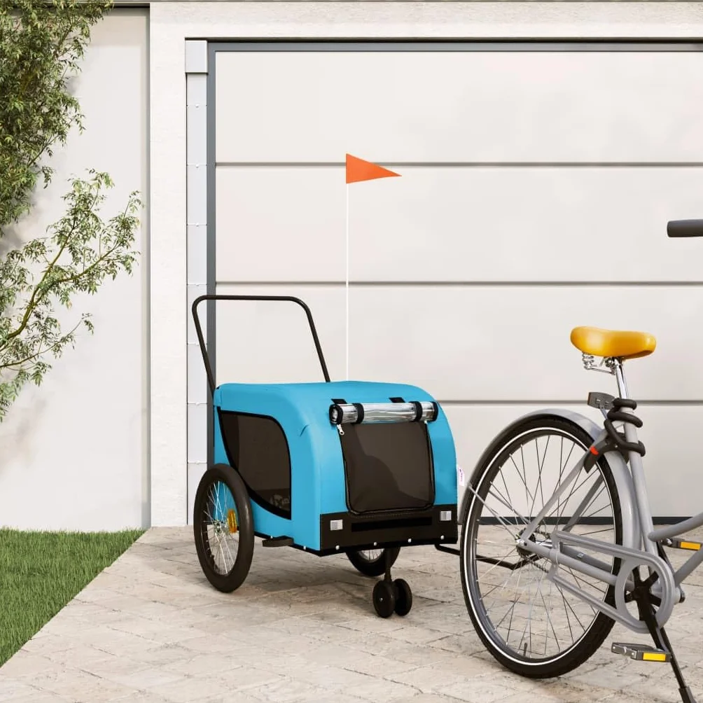 Homgoday Niebieska i czarna przyczepa rowerowa Oxford i żelazo, wyposażenie wózka dla psa, wózek rowerowy, wózek rowerowy, wózek dla psa, transporter rowerowy model 94030