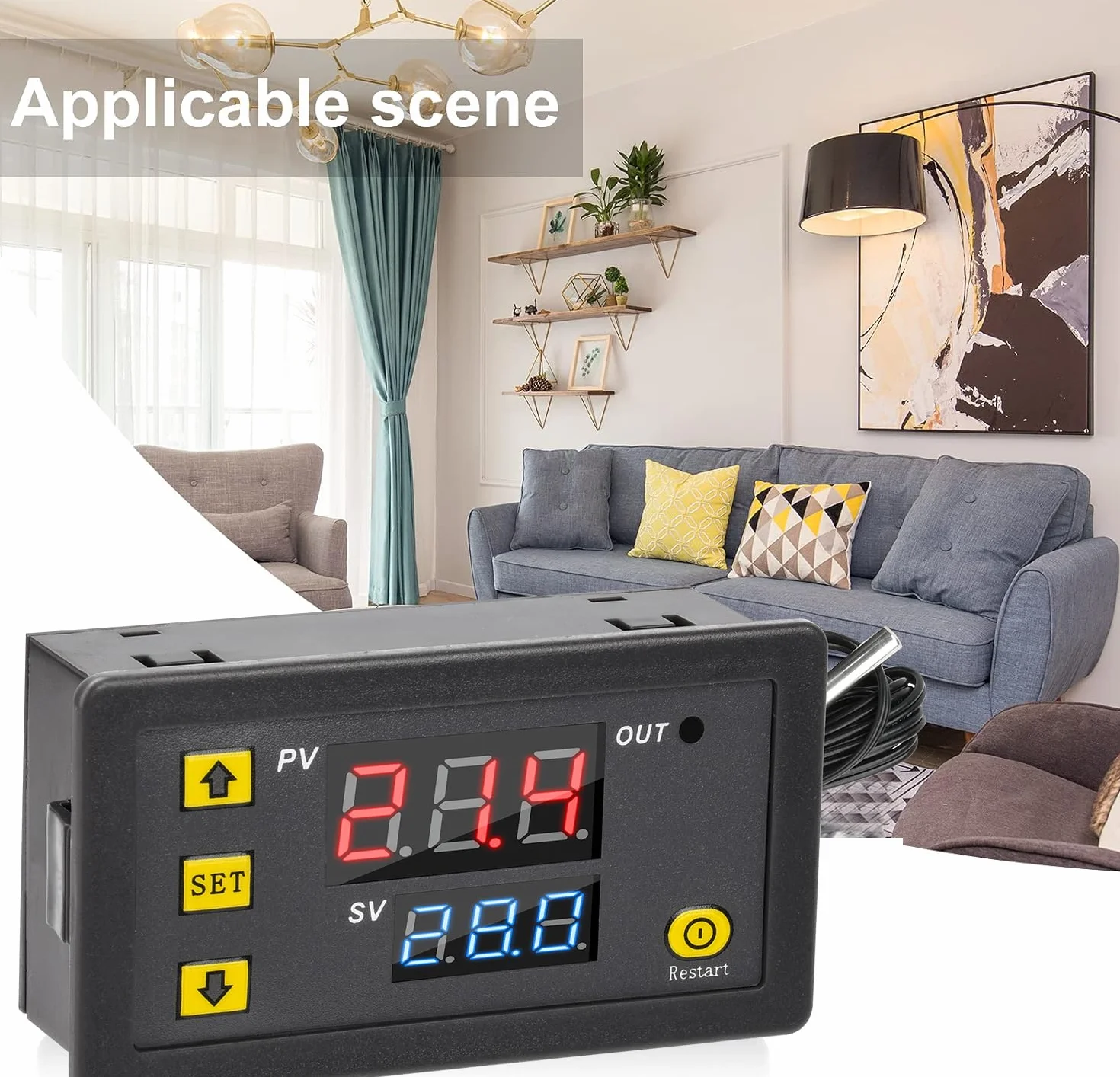 Aideepen W3230 20A 12V cyfrowy termostat, cyfrowy regulator temperatury, regulator sterowania ogrzewaniem i chłodzeniem, termometr, instrument